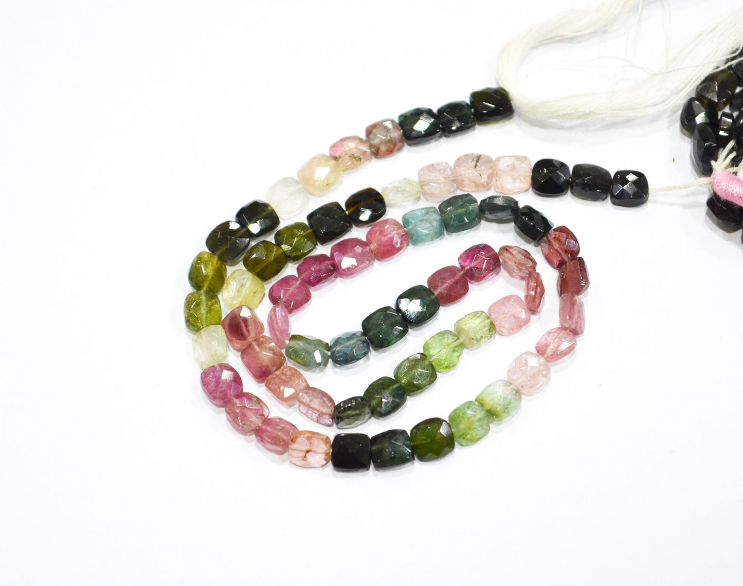Natural Multi Tourmaline Square Shape Beads , Multi Tourmaline Faceted Beads , Sold By Strand , 14 Inches , 5x5 - 5.50x5.50 mm , 19447
