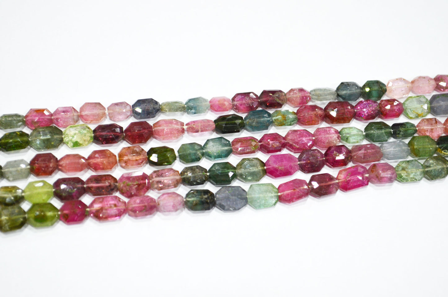 Natural Multi Tourmaline Octagon Shape Beads , Multi Tourmaline Faceted Beads , Sold By Strand , 15 Inches , 6x7 - 6.50x9 mm , 19451