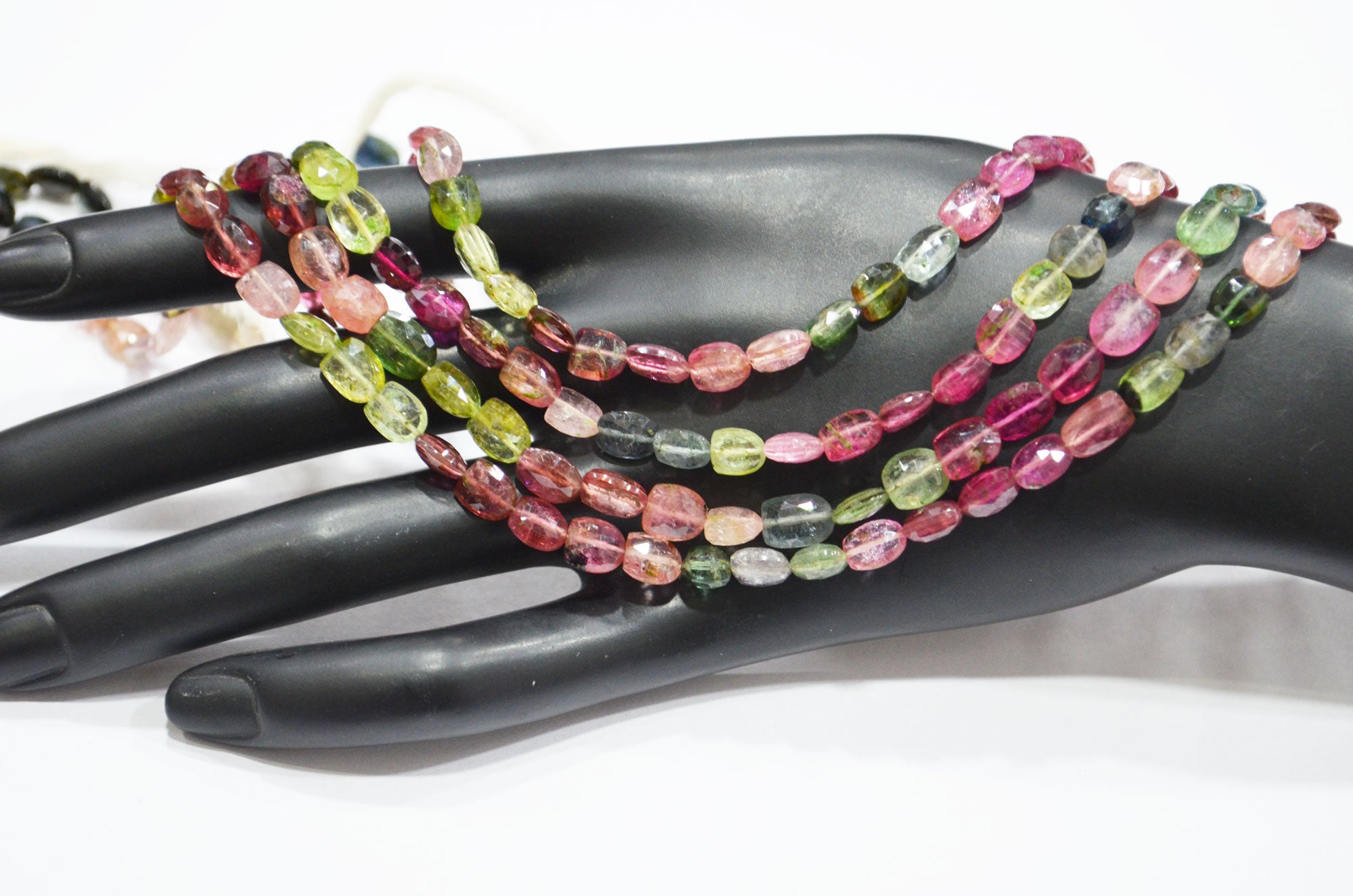 Natural Multi Tourmaline Fancy Shape Beads , Multi Tourmaline Faceted Beads , Sold By Strand , 15 Inches , 5x6 - 8x10 mm , 19452