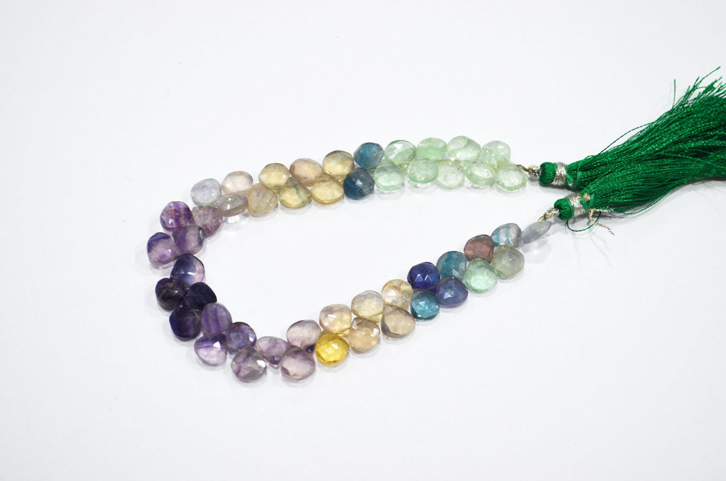 Natural Multi Fluorite Heart Shape Beads , Multi Fluorite Faceted Briolettes , Sold By Strand , 8 Inches , 7.50x7.50 - 8x8 mm , 19460