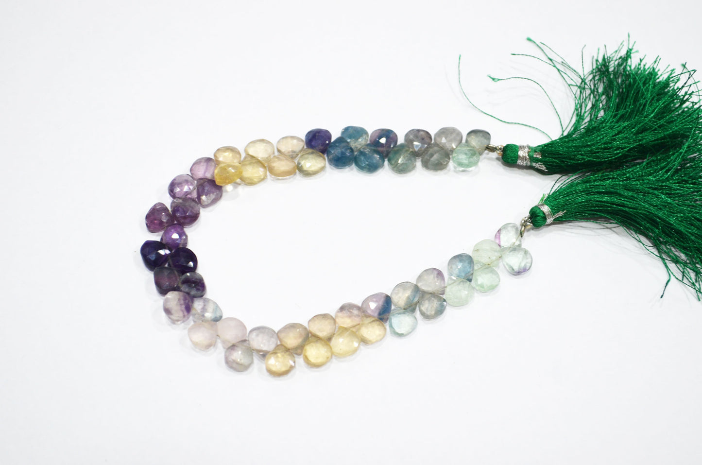 Natural Multi Fluorite Heart Shape Beads , Multi Fluorite Faceted Briolettes , Sold By Strand , 8 Inches , 7x7 - 7.50x7.50 mm , 19461