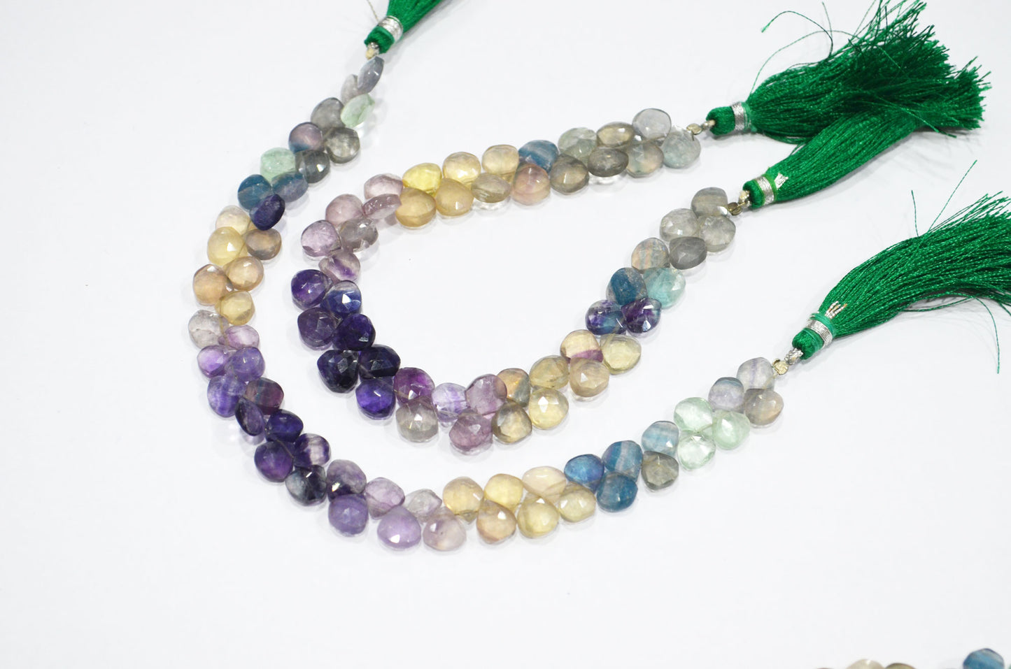 Natural Multi Fluorite Heart Shape Beads , Multi Fluorite Faceted Briolettes , Sold By Strand , 8 Inches , 8x8 - 8.50x8.50 mm , 19462