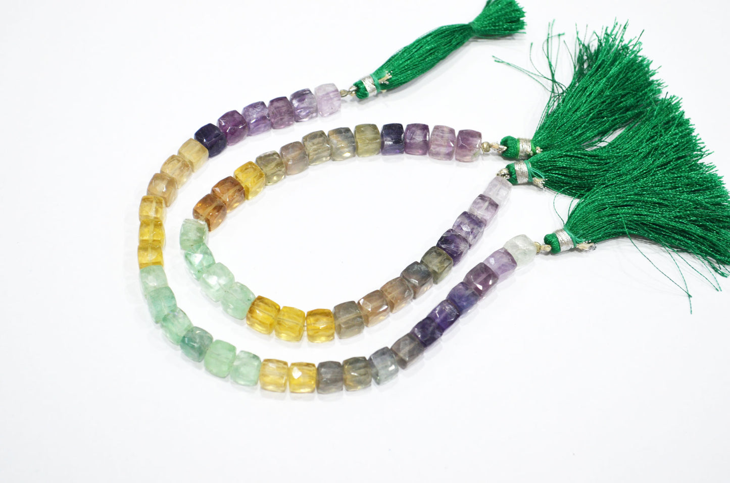 Natural Multi Fluorite Cube Shape Beads , Multi Fluorite Faceted 3D Box Shape Beads , Sold By Strand , 8 Inches , 6.50x6.50 - 7x7 mm , 19465