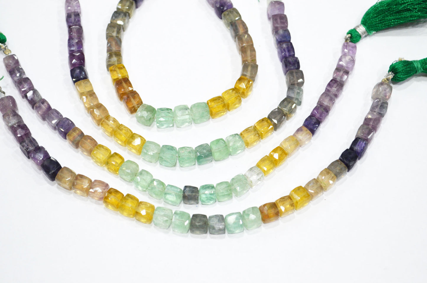 Natural Multi Fluorite Cube Shape Beads , Multi Fluorite Faceted 3D Box Shape Beads , Sold By Strand , 8 Inches , 6.50x6.50 - 7x7 mm , 19465