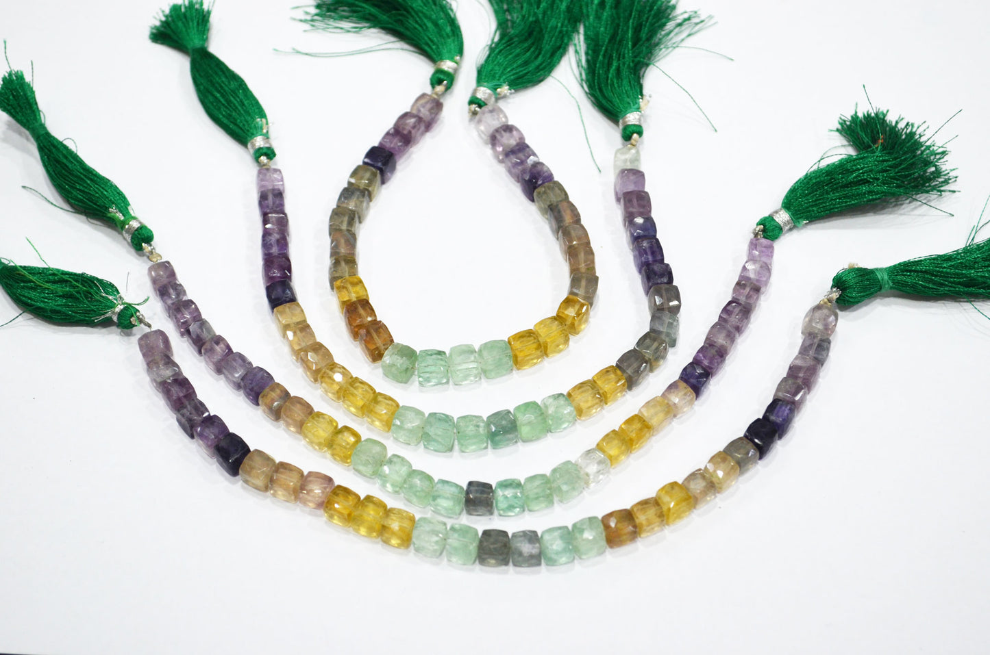 Natural Multi Fluorite Cube Shape Beads , Multi Fluorite Faceted 3D Box Shape Beads , Sold By Strand , 8 Inches , 6.50x6.50 - 7x7 mm , 19465