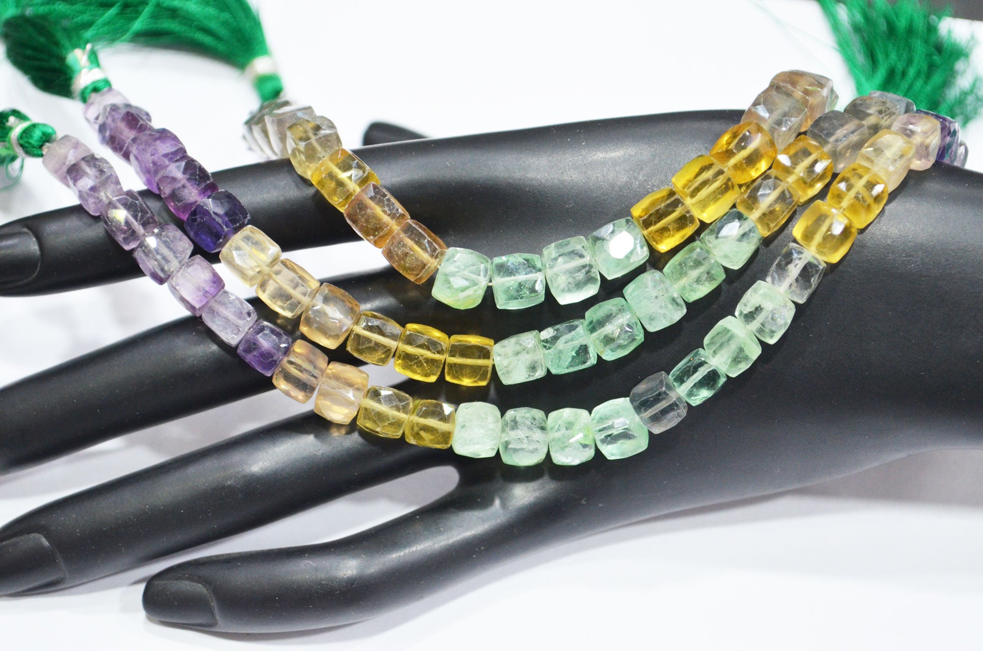 Natural Multi Fluorite Cube Shape Beads , Multi Fluorite Faceted 3D Box Shape Beads , Sold By Strand , 8 Inches , 6.50x6.50 - 7x7 mm , 19465