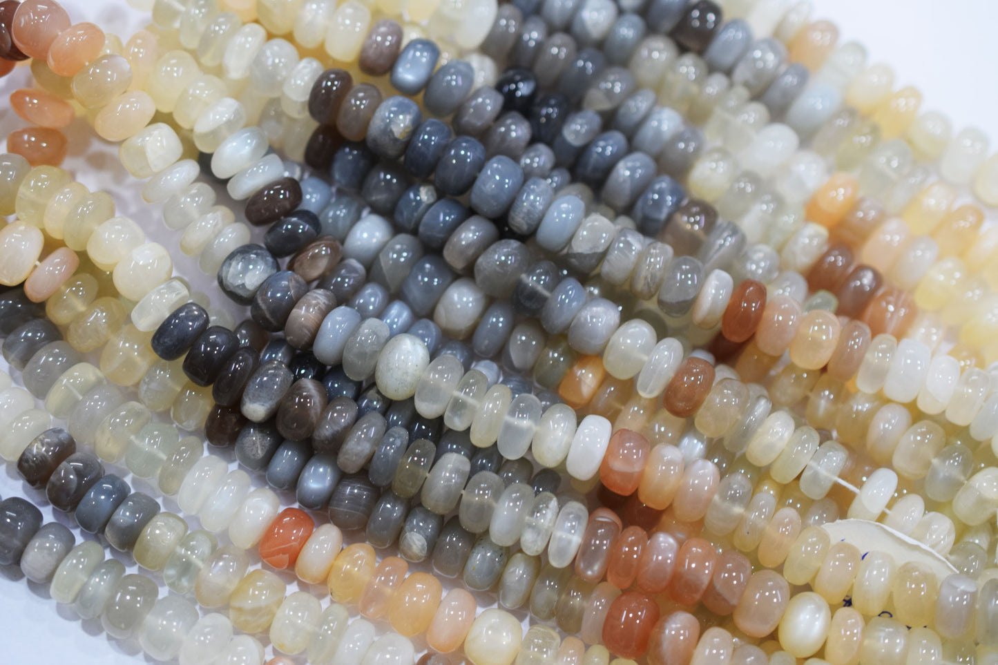 Natural Multi Moonstone Rondelle Shape Beads , Sold By Strand , 10 - 11 mm , 16'', 19564