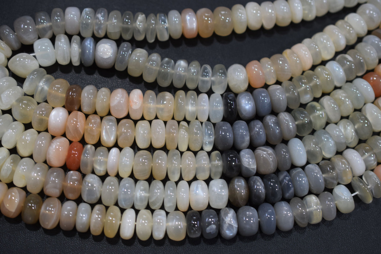 Natural Multi Moonstone Rondelle Shape Beads , Sold By Strand , 12 - 13 mm , 16'', 19565