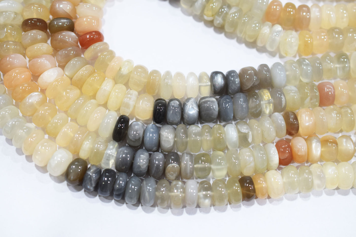 Natural Multi Moonstone Rondelle Shape Beads , Sold By Strand , 12 - 13 mm , 16'', 19565