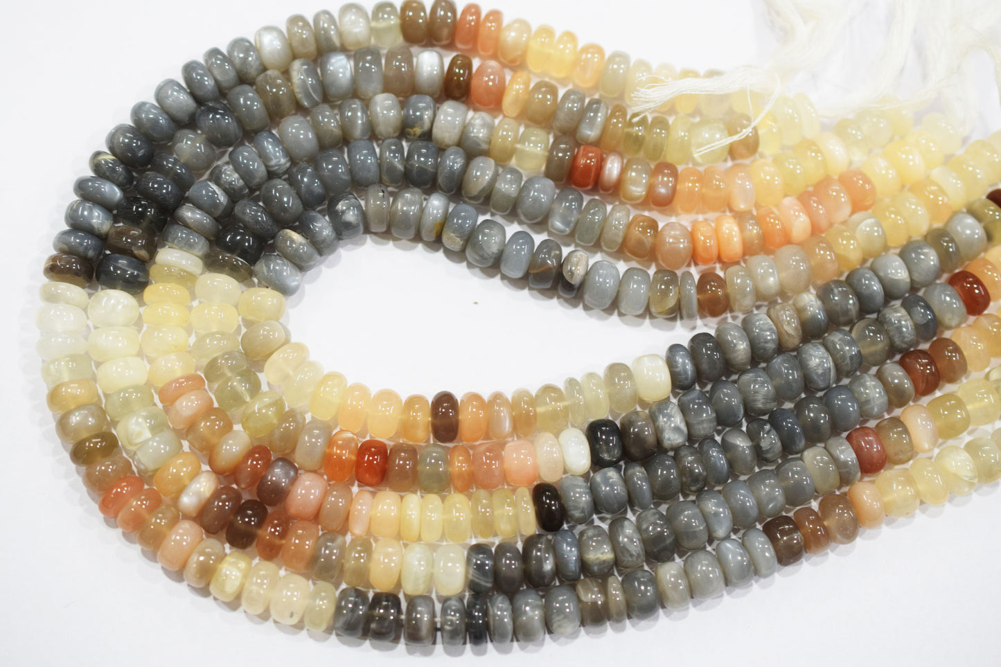 Natural Multi Moonstone Rondelle Shape Beads , Sold By Strand , 9 - 10 mm , 16'', 19566