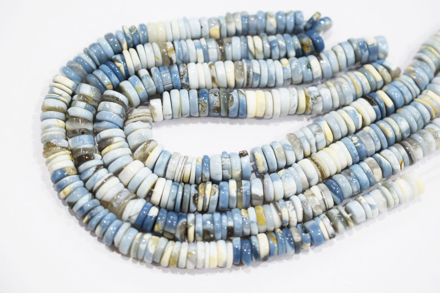 Natural Denim Opal Tyre Shape Beads , Sold By Strand , 7 - 8 mm , 16" , 19573