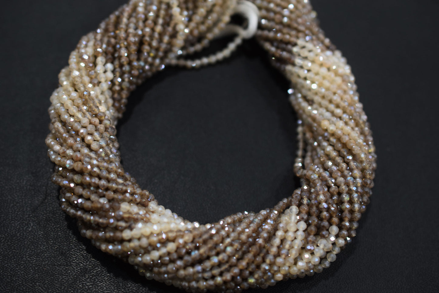 Shaded White and Chocolate Moonstone Rondelle Beads , Sold By Strand , 2.25 - 2.75 mm , 13" , 19585