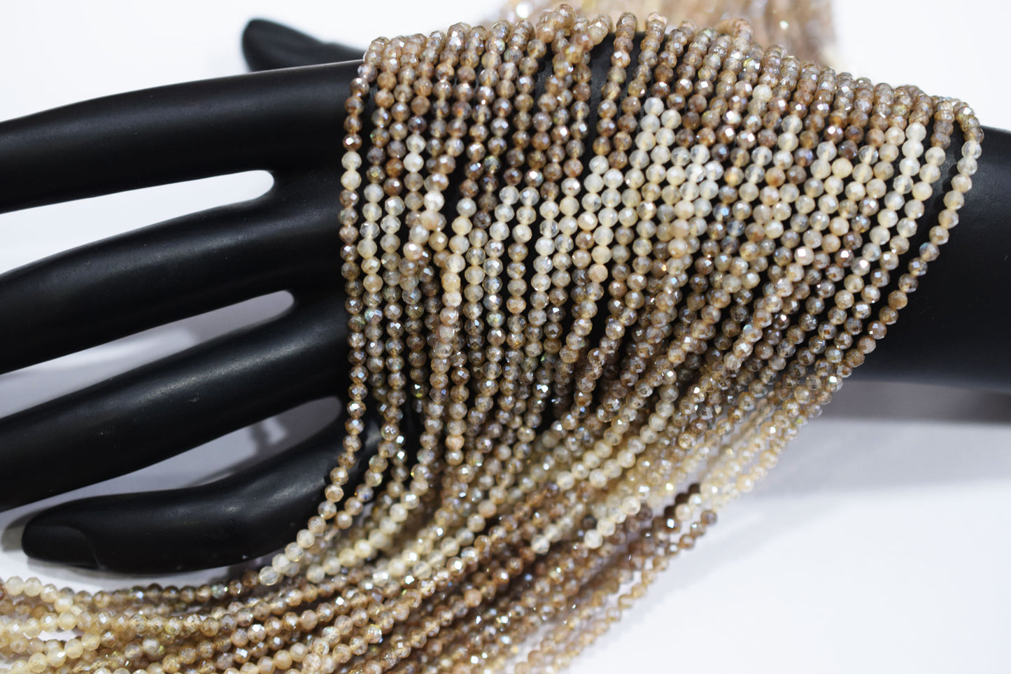 Shaded White and Chocolate Moonstone Rondelle Beads , Sold By Strand , 2.25 - 2.75 mm , 13" , 19585