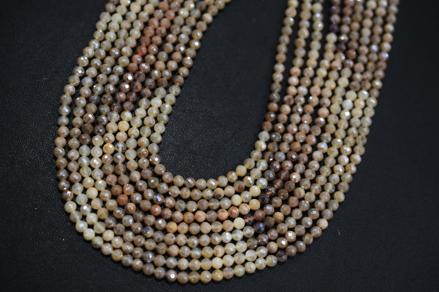 Shaded White and Chocolate Moonstone Rondelle Beads , Sold By Strand , 2.75 - 3.75 mm , 13" , 19586