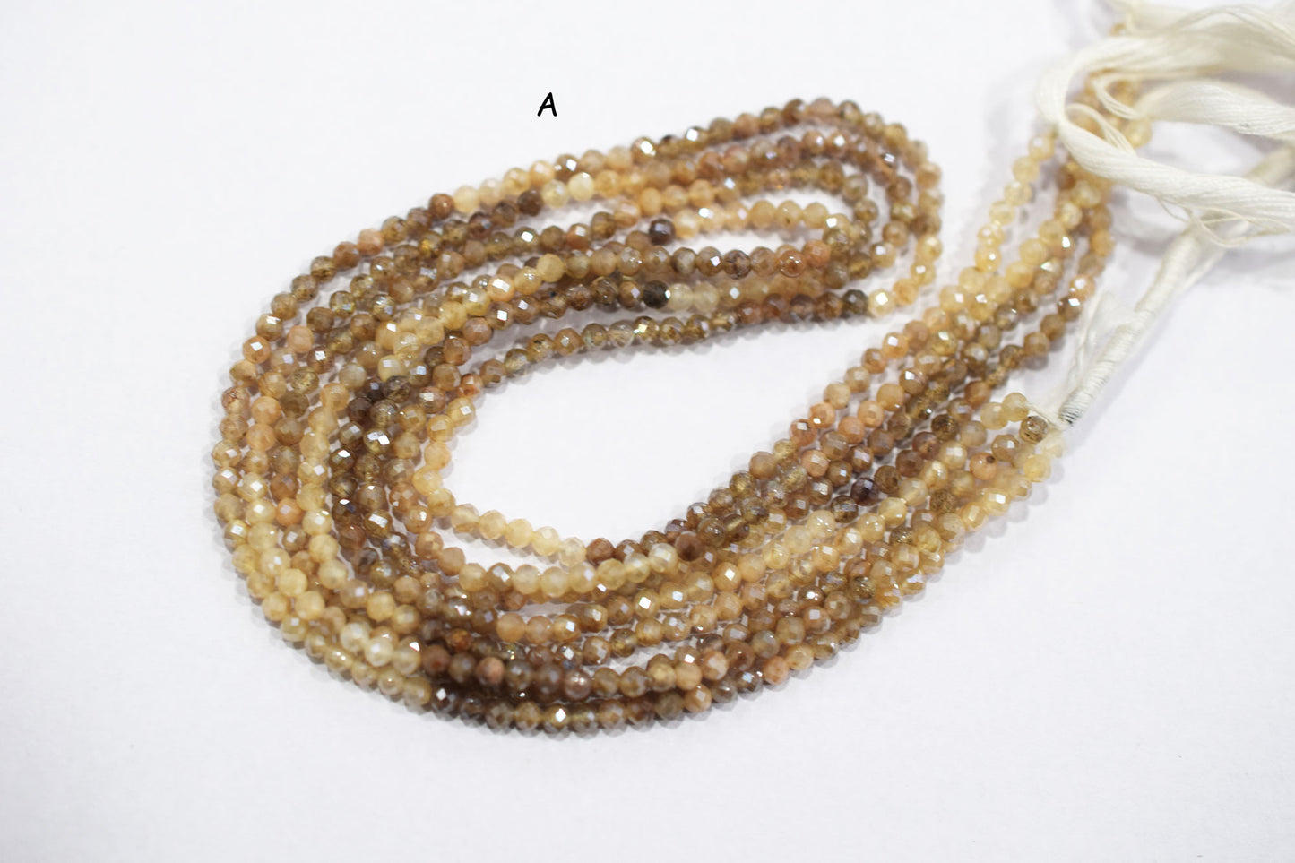 Shaded White and Chocolate Moonstone Rondelle Beads , Sold By Strand , 2.75 - 3.75 mm , 13" , 19586