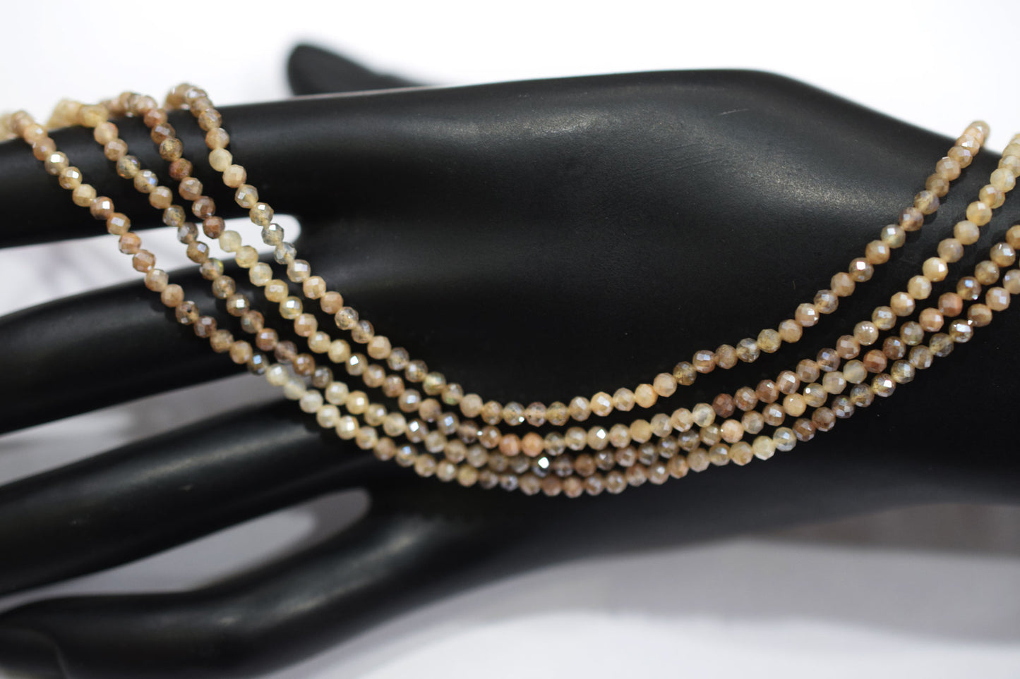 Shaded White and Chocolate Moonstone Rondelle Beads , Sold By Strand , 2.75 - 3.75 mm , 13" , 19586