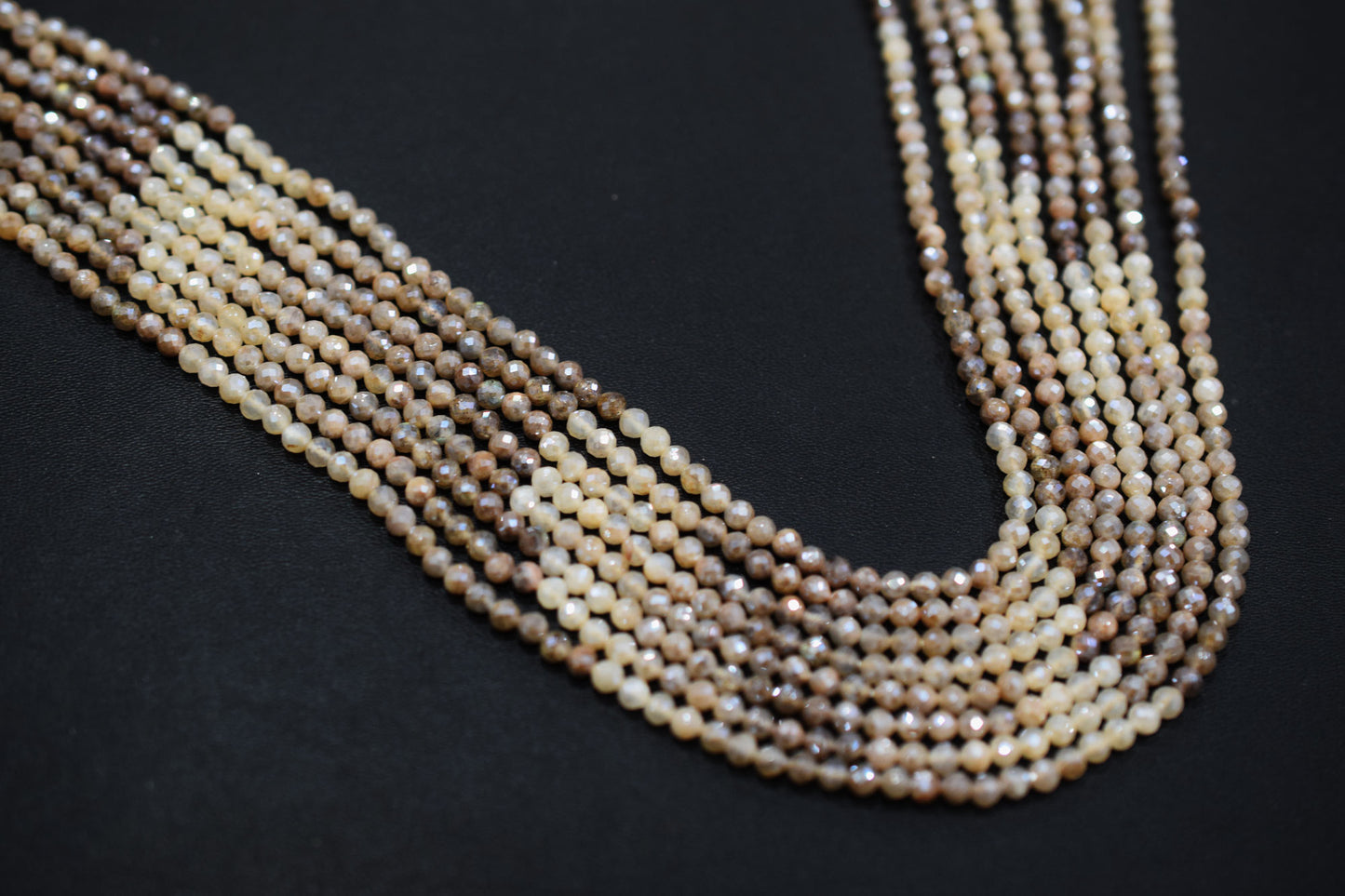 Shaded White and Chocolate Moonstone Rondelle Beads , Sold By Strand , 3.75 mm , 13" , 19587