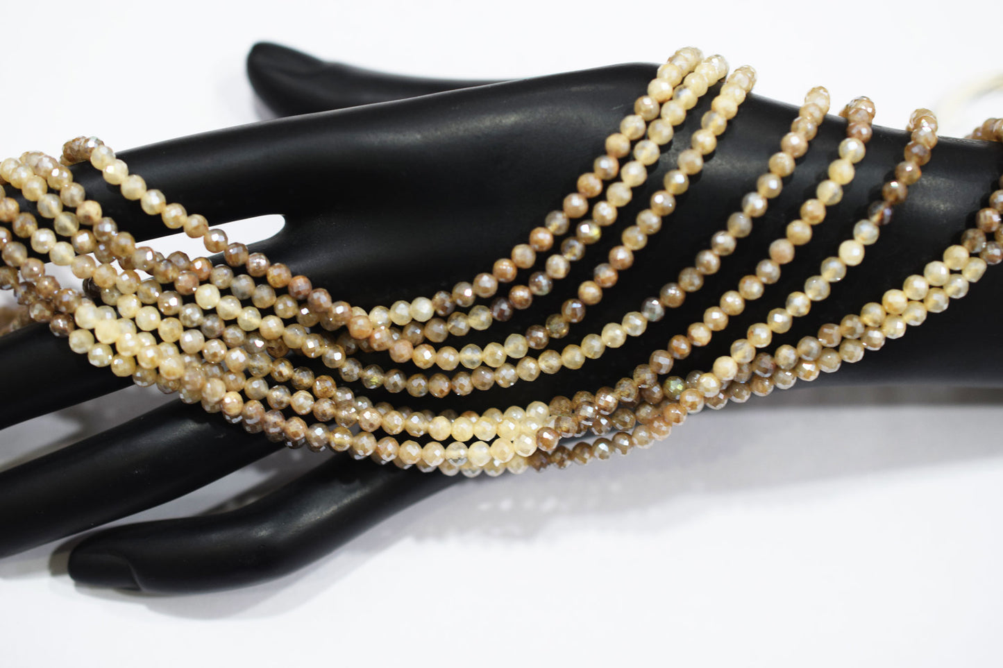 Shaded White and Chocolate Moonstone Rondelle Beads , Sold By Strand , 3.75 mm , 13" , 19587