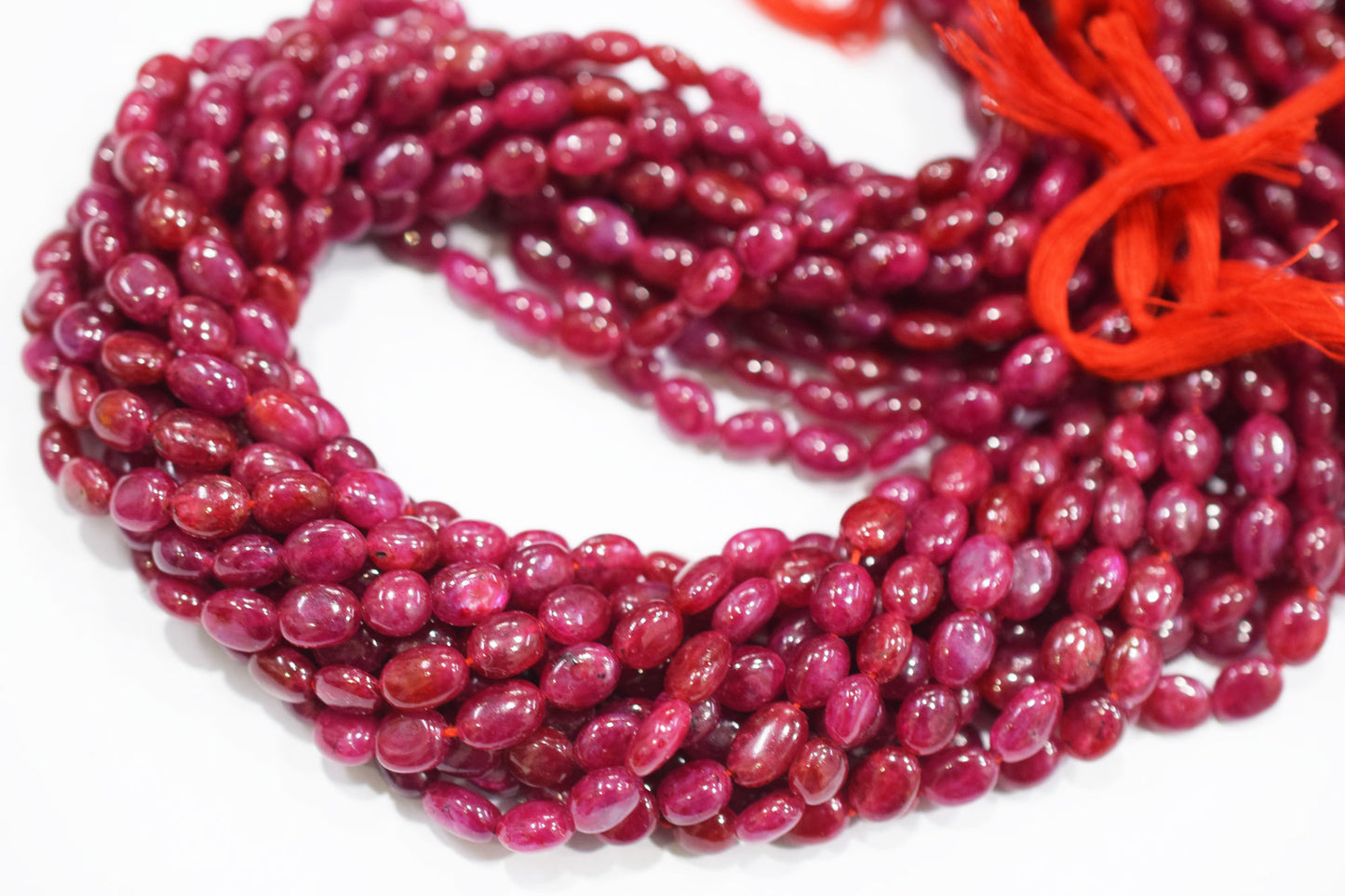 Natural Ruby Smooth Oval Shape Beads , Sold By Strand , 16 Inches , 6x6 - 6x9 mm , 19589