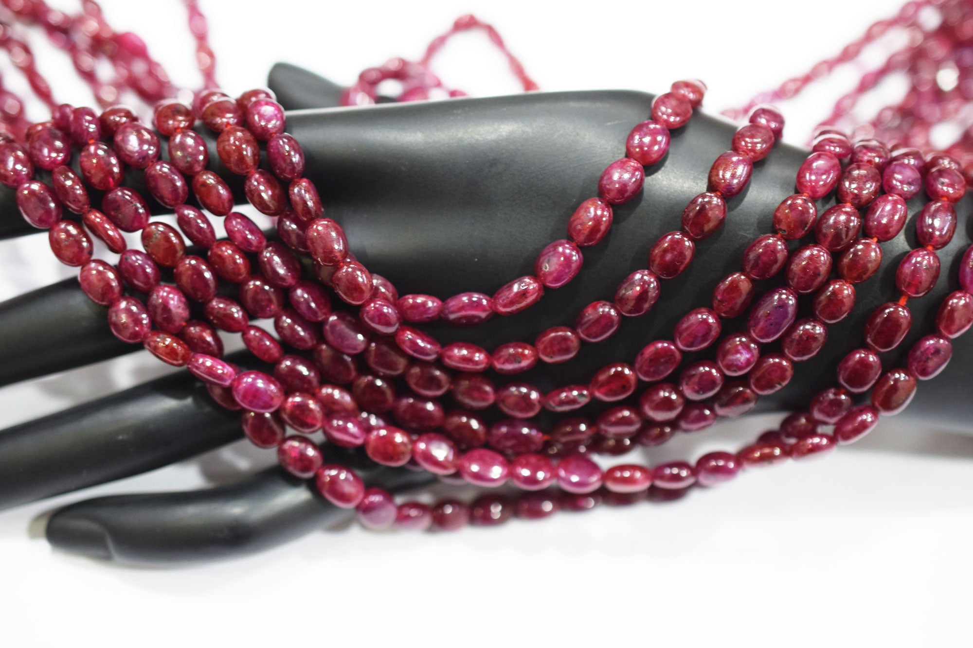Natural Ruby Smooth Oval Shape Beads ,  Sold By Strand , 16 Inches , 6x6 - 6x9 mm , 19589