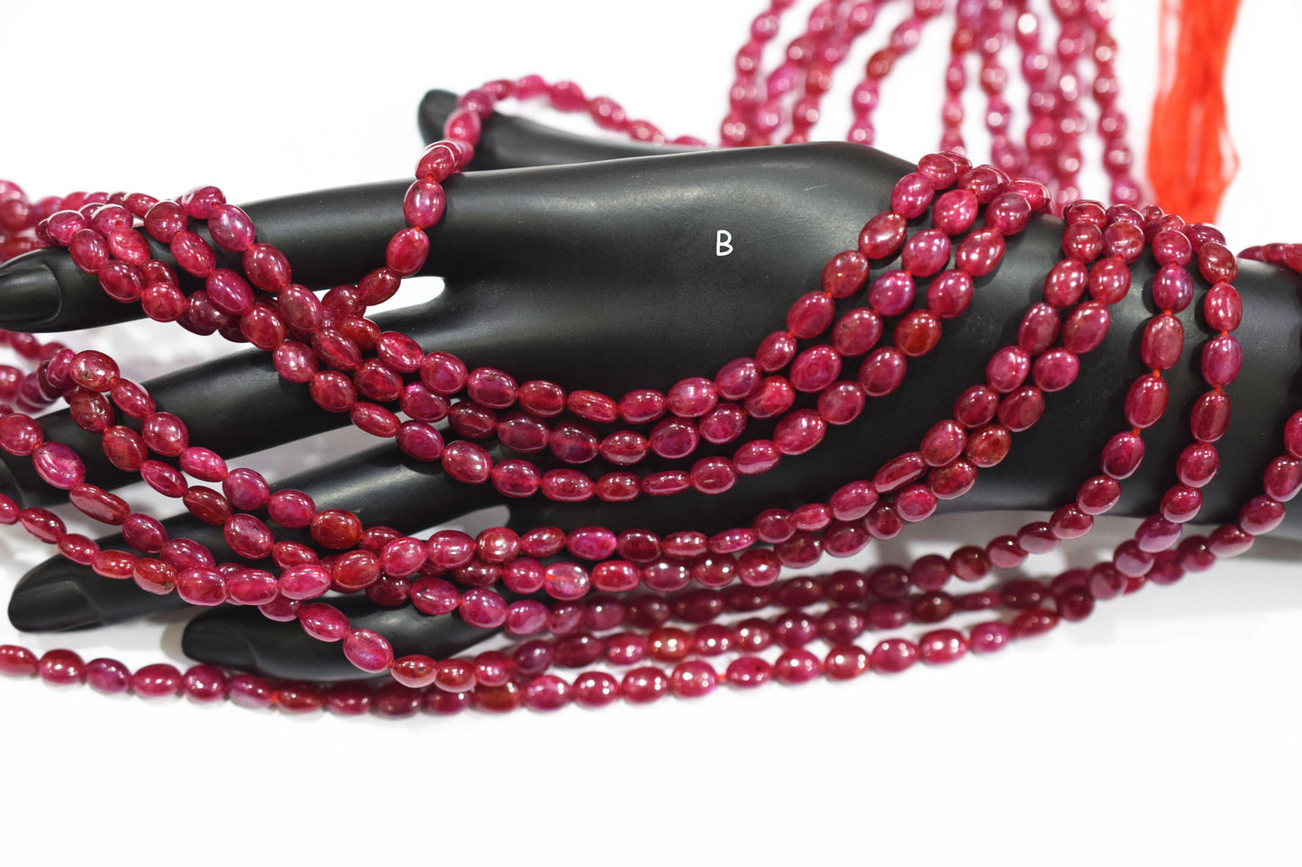 Natural Ruby Smooth Oval Shape Beads , 16 Inches , 5.50x6.50 - 5.50x8 mm , 19590