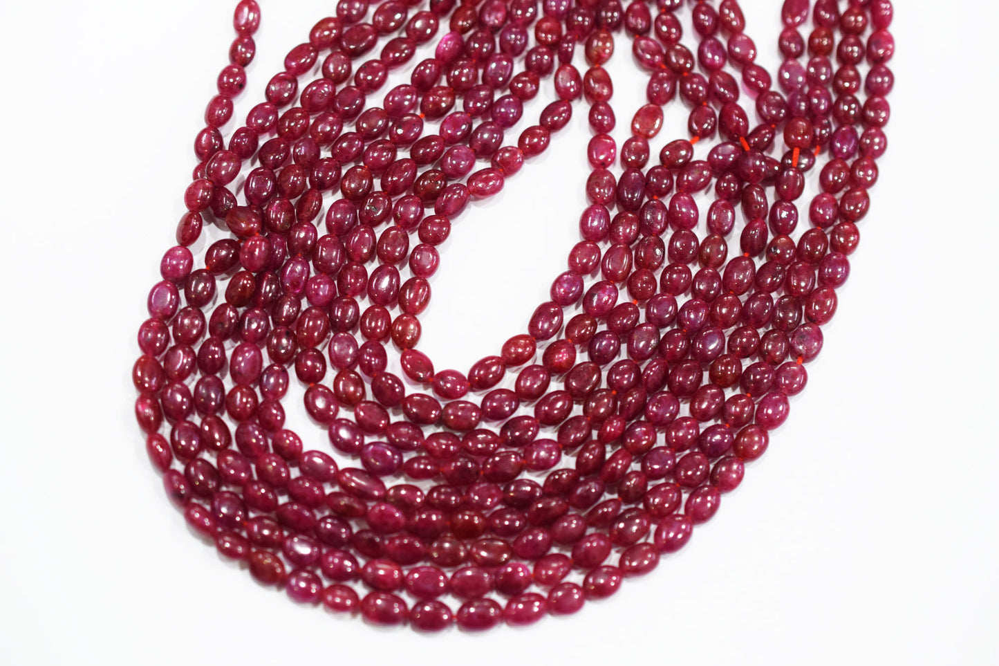 Natural Ruby Smooth Oval Shape Beads , 16 Inches , 5.50x6.50 - 5.50x8 mm , 19590