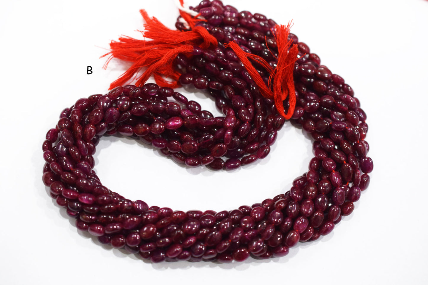 Natural Ruby Smooth Oval Shape Beads , 16 Inches , 5.50x6.50 - 5.50x8 mm , 19590