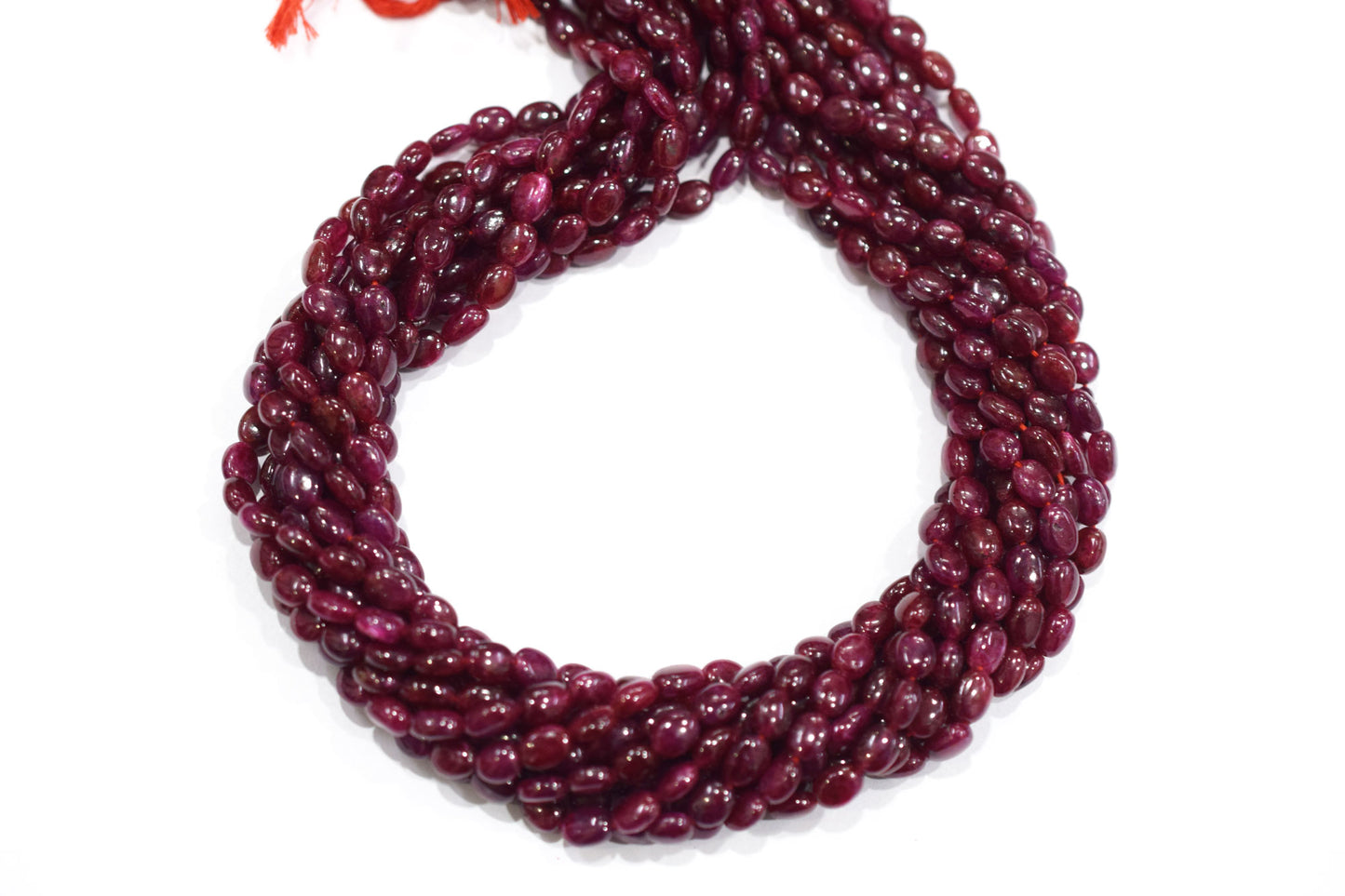 Natural Ruby Smooth Oval Shape Beads , 16 Inches , 5.50x6.50 - 5.50x8 mm , 19590