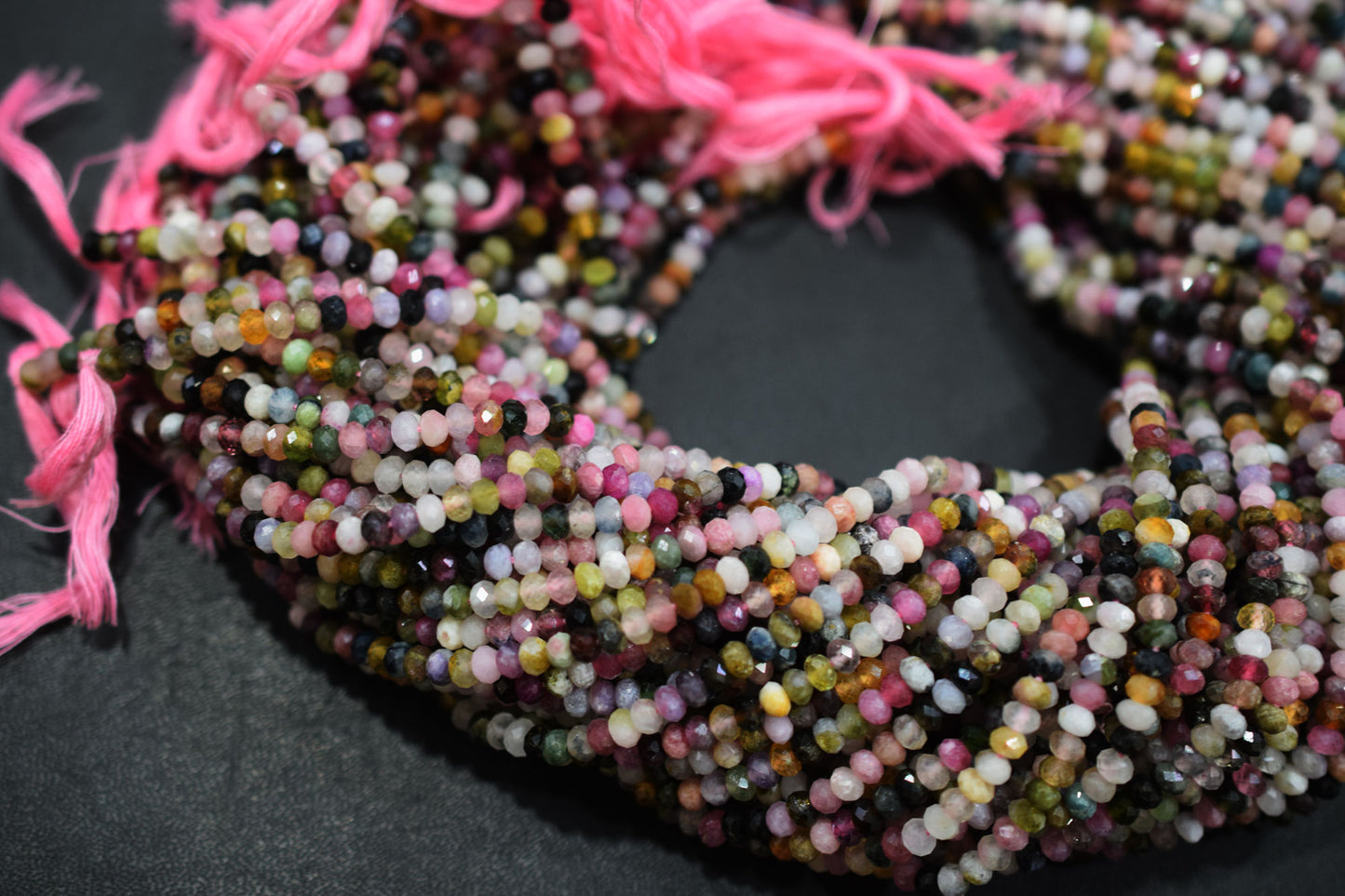 Multi Tourmaline Faceted Rondelle Beads , Sold By Strand , 4 mm , 16" - 36" , 19592