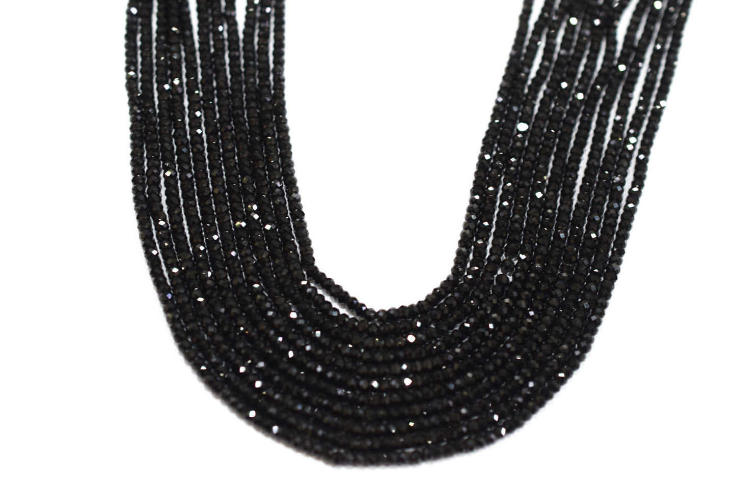Black Spinel 3.35 Perfect Rondelle Beads , Sold By Strand , 3.5 mm , 13", 19595