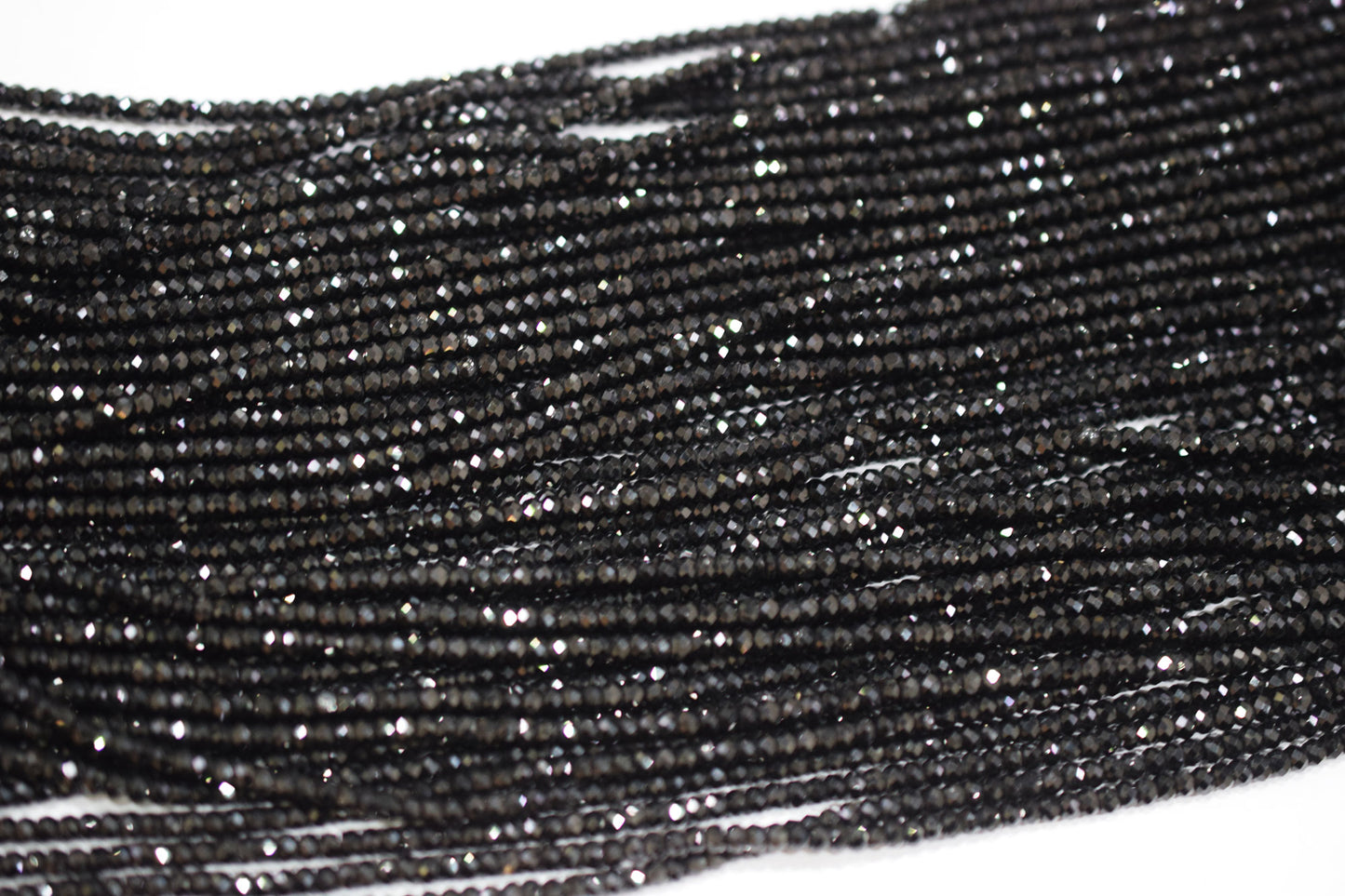 Black Spinel 3.35 Perfect Rondelle Beads , Sold By Strand , 3.5 mm , 13", 19595