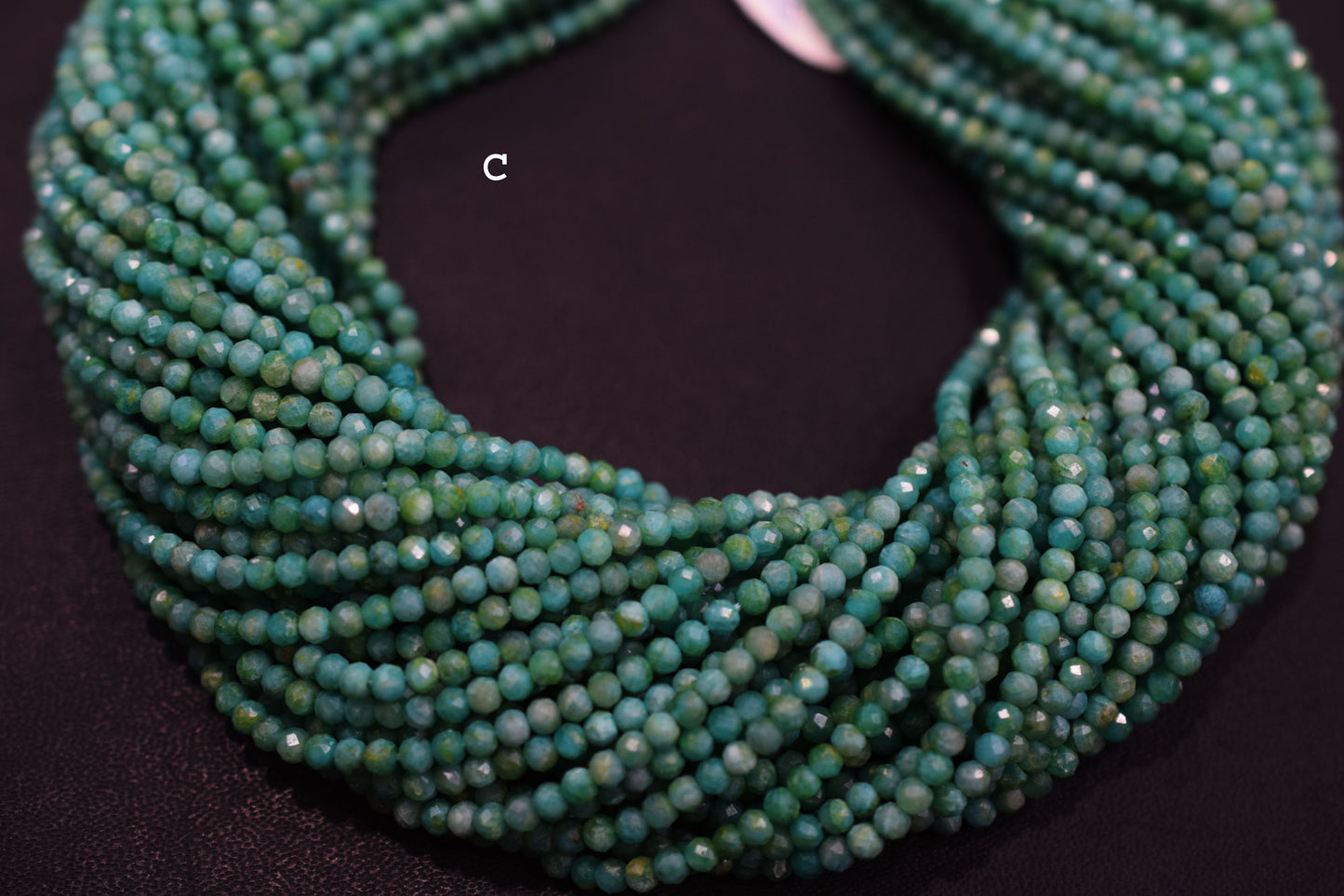 Natural Amazonite Faceted Beads , Sold By Strand , 3.25 - 3.50 mm , 13 inches , 19596
