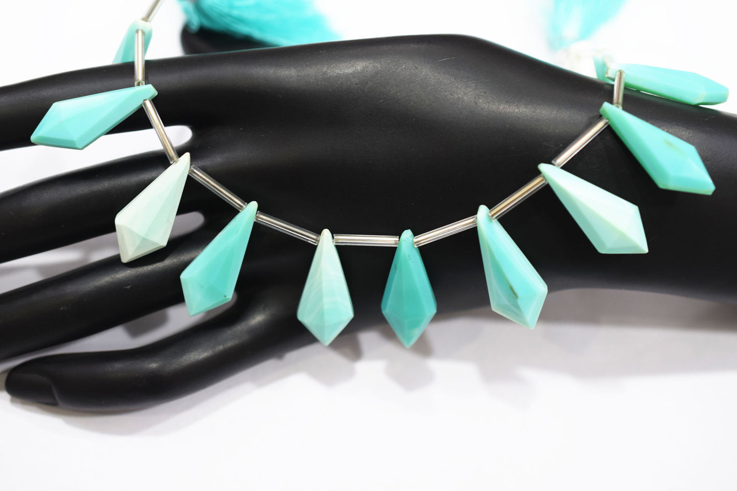 12 Pieces In Strand Peru Chalcedony Pyramid Shape Beads , Sold By Strand , 10x24 - 12x26 mm , 19604