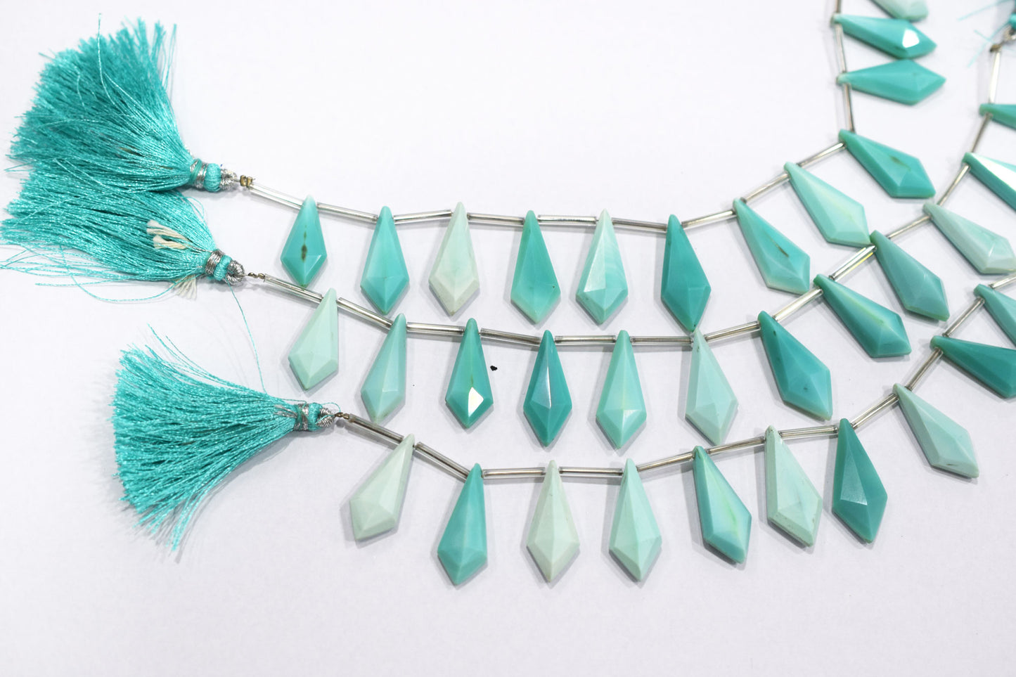 12 Pieces In Strand Peru Chalcedony Pyramid Shape Beads , Sold By Strand , 10x24 - 12x26 mm , 19604