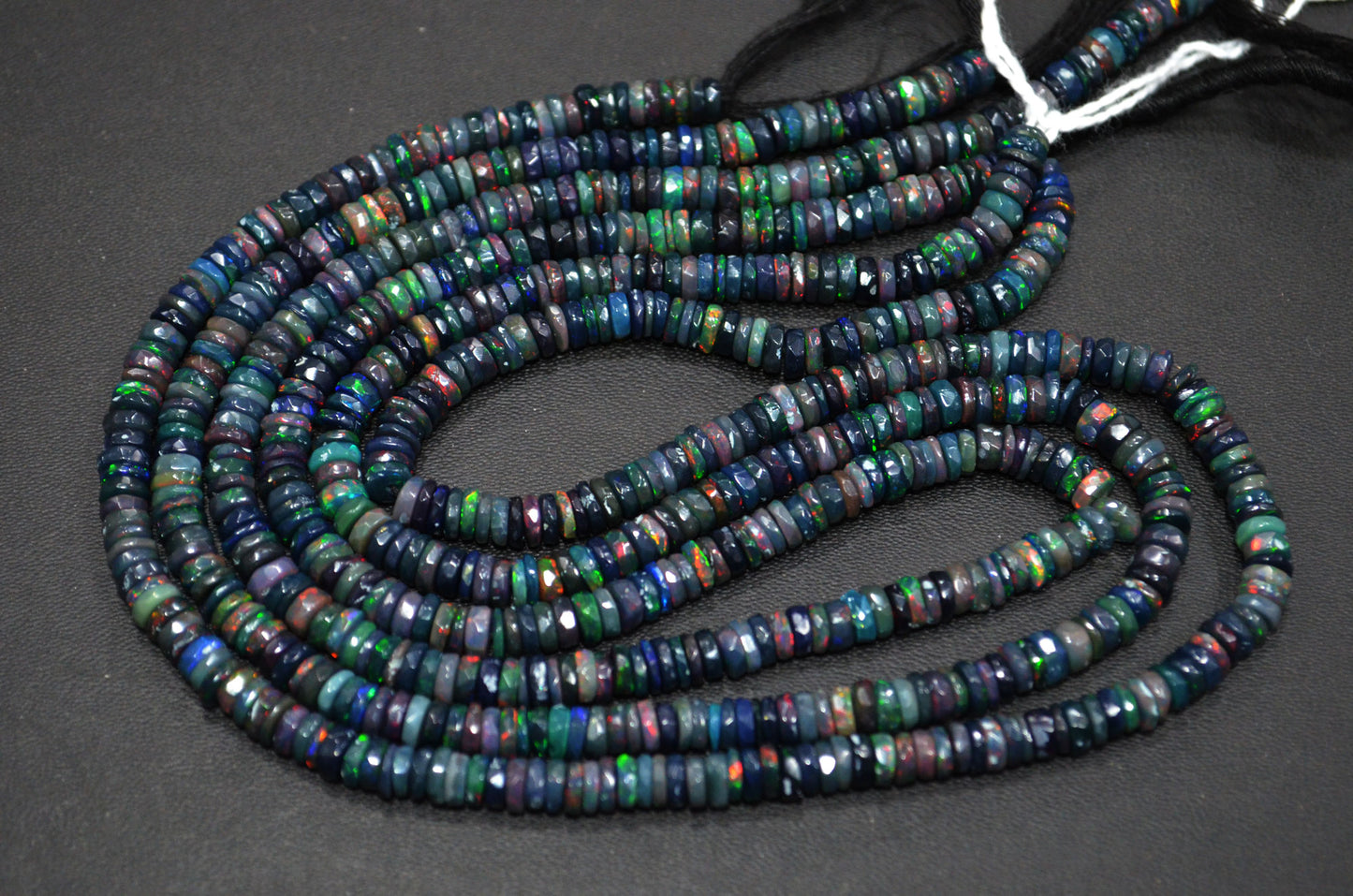 Color Play Black Ethiopian Opal Faceted Tyre Shape Beads , Sold By Strand , 5.75 mm , 16" , 19693
