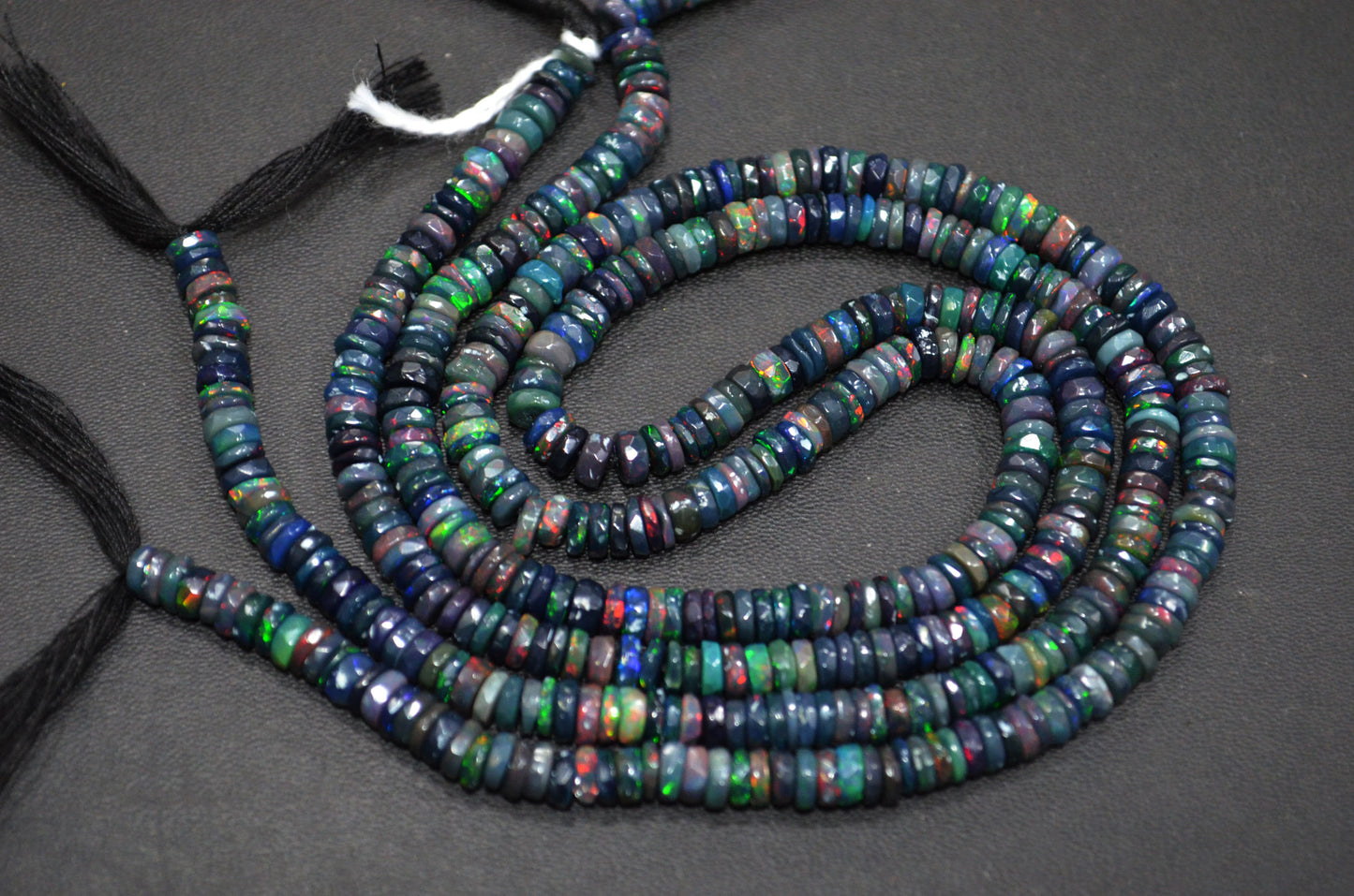 Color Play Black Ethiopian Opal Faceted Tyre Shape Beads , Sold By Strand , 5.75 mm , 16" , 19693
