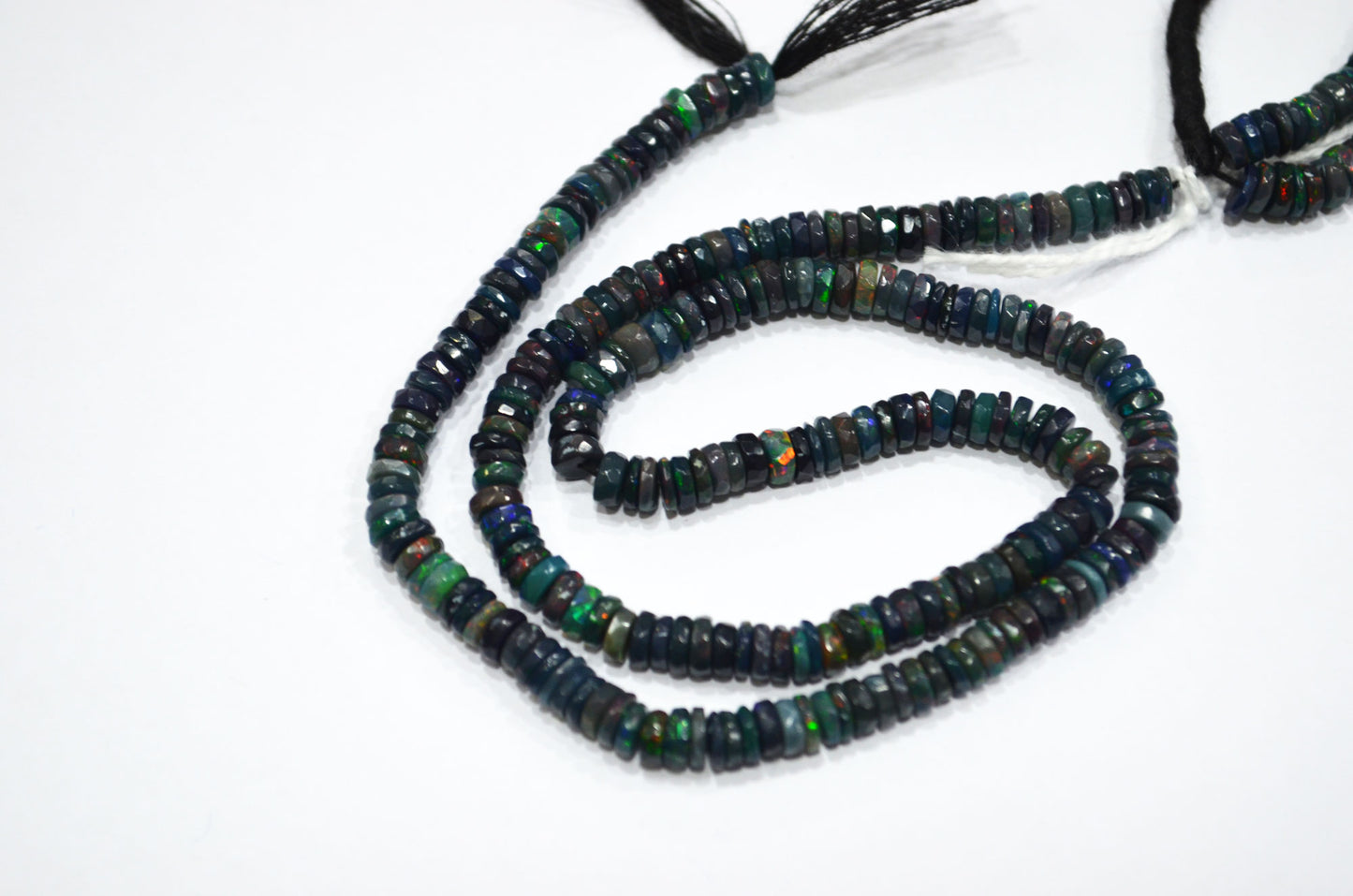 Color Play Black Ethiopian Opal Faceted Tyre Shape Beads , Sold By Strand , 5.75 mm , 16" , 19693