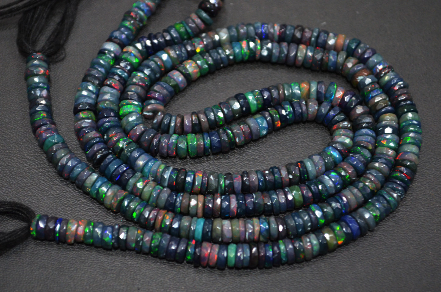 Color Play Black Ethiopian Opal Faceted Tyre Shape Beads , Sold By Strand , 5.75 mm , 16" , 19693