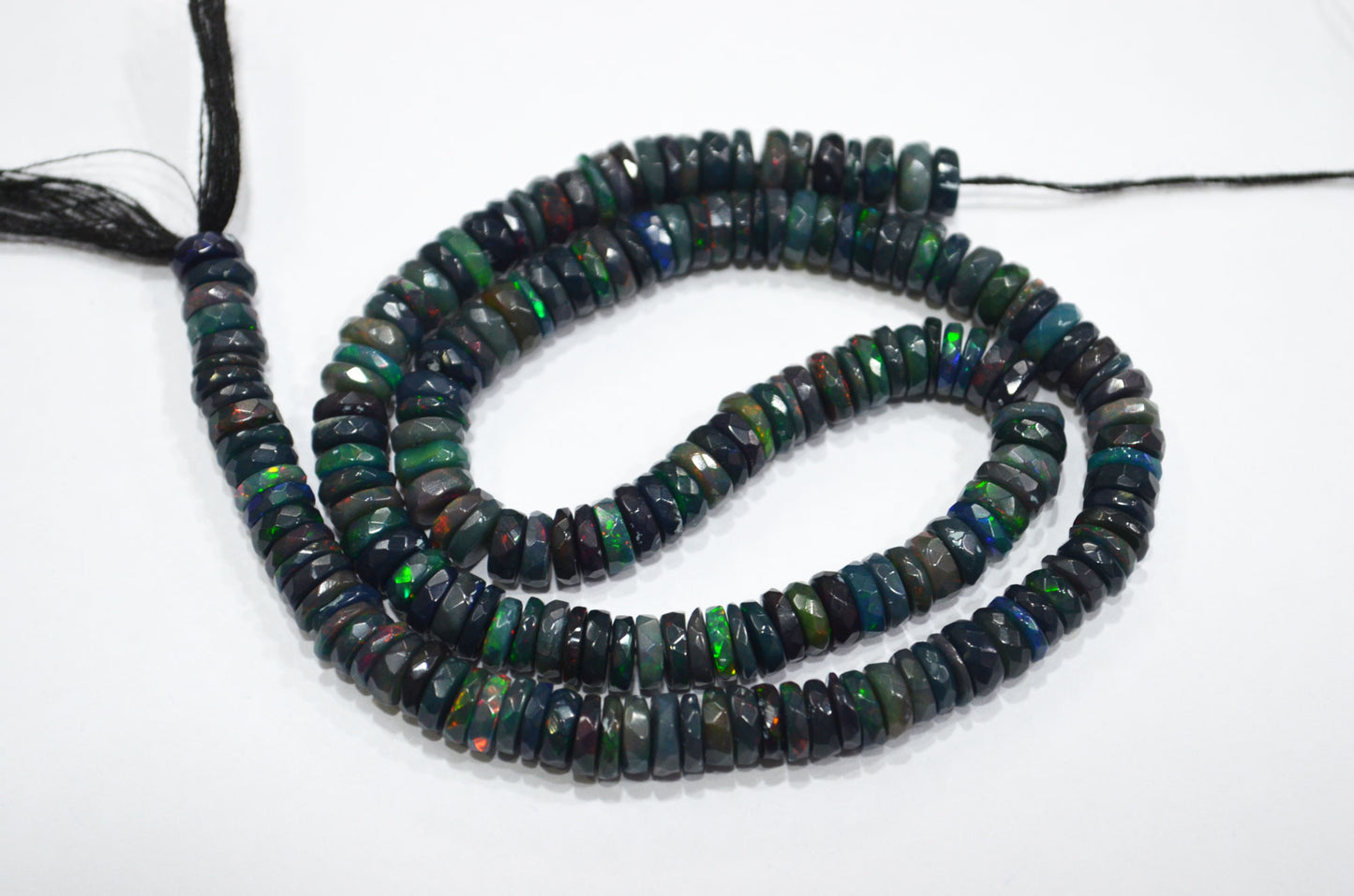 Color Play Black Ethiopian Opal Faceted Tyre Shape Beads , Sold By Strand , 6.50 mm , 16" , 19695