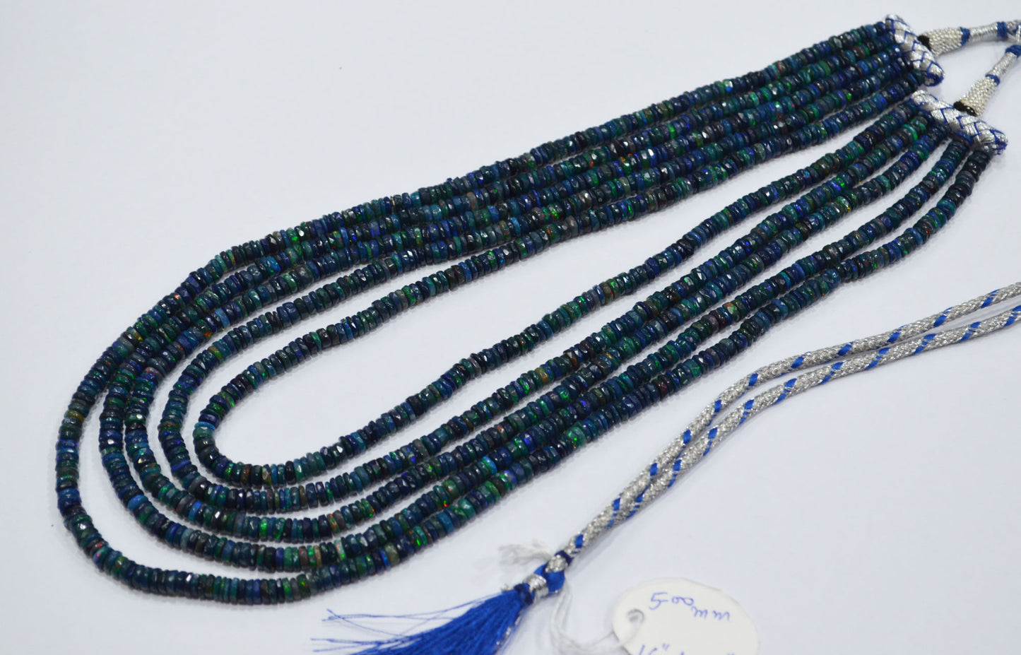 Color Play Black Ethiopian Opal Faceted Beads Necklace With Adjustable Tussle , 5 mm , 16"- 20", 19698