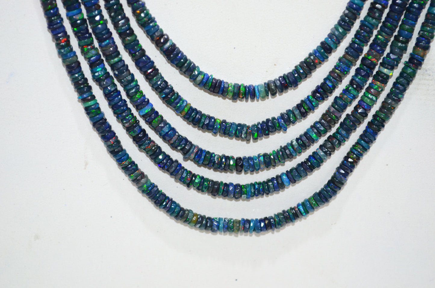 Color Play Black Ethiopian Opal Faceted Beads Necklace With Adjustable Tussle , 5 mm , 16"- 20", 19698