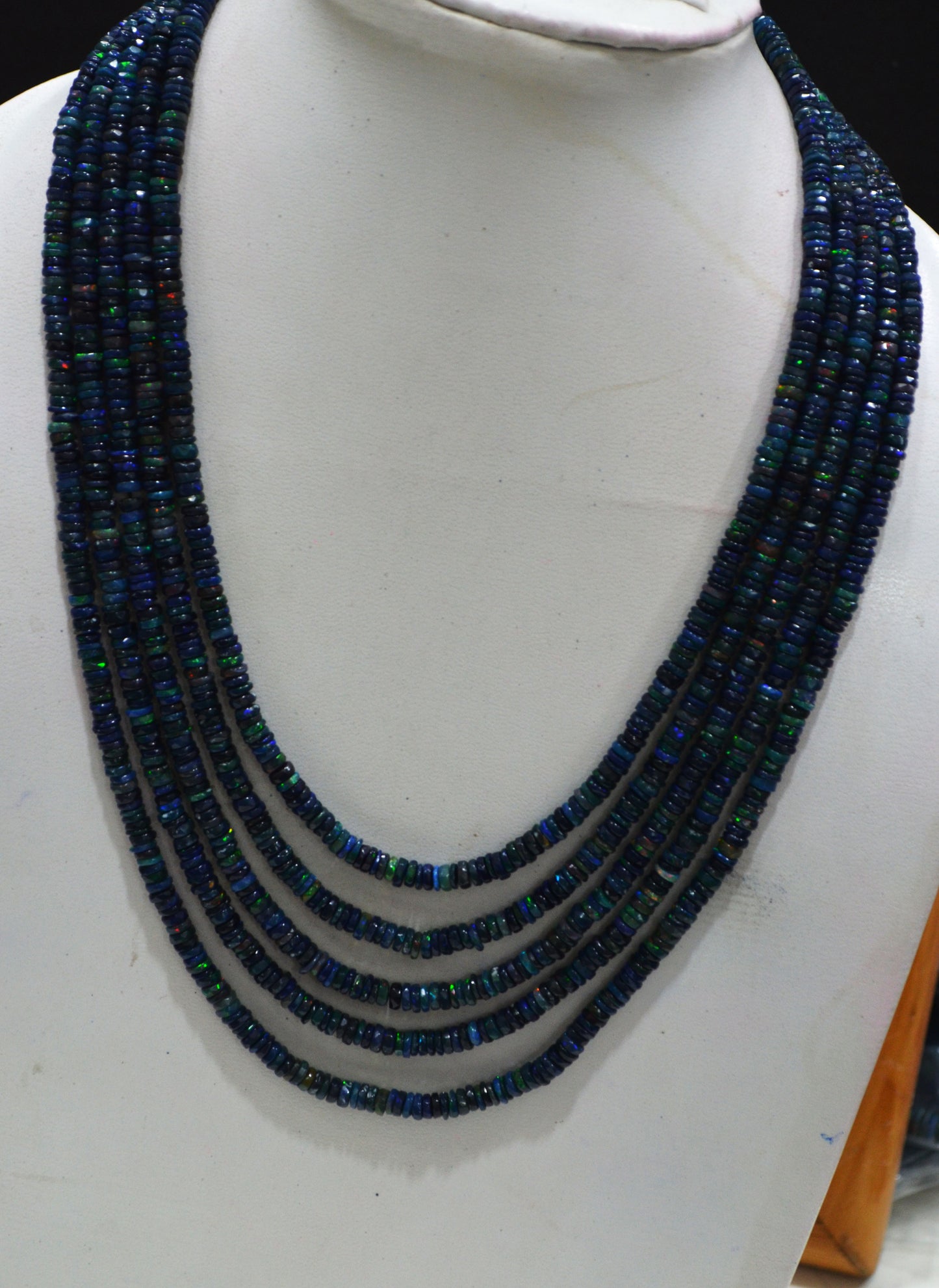 Color Play Black Ethiopian Opal Faceted Beads Necklace With Adjustable Tussle , 5 mm , 16"- 20", 19698