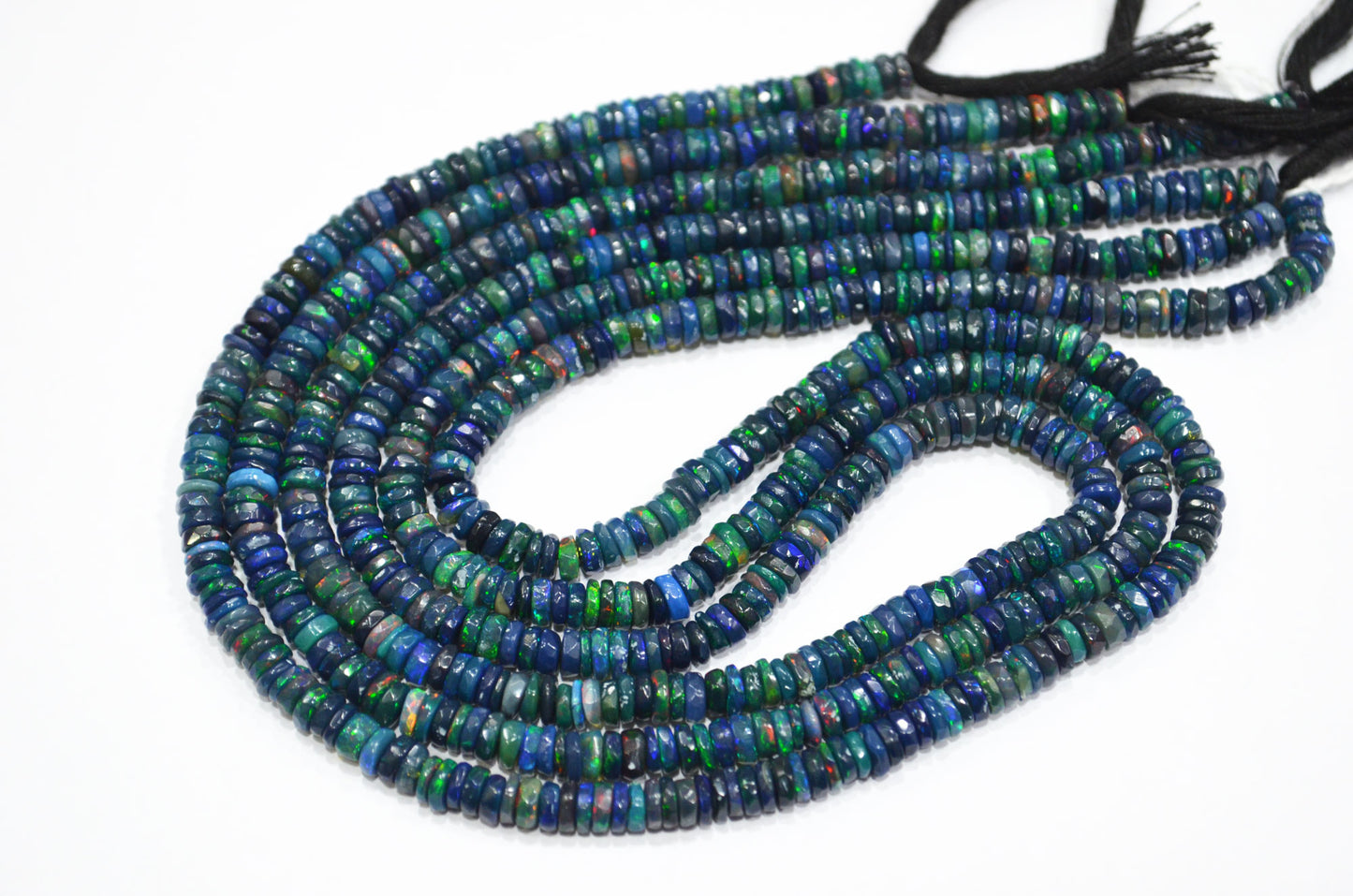Color Play Black Ethiopian Opal Faceted Tyre Shape Beads , Sold By Strand , 4.50 mm , 16" , 19699