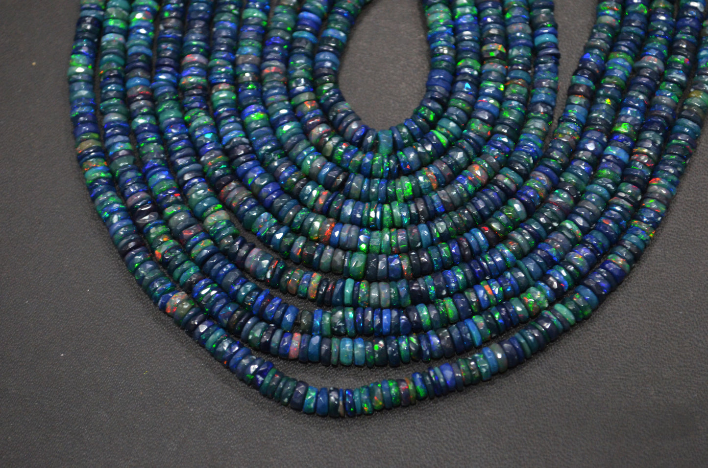 Color Play Black Ethiopian Opal Faceted Tyre Shape Beads , Sold By Strand , 4.50 mm , 16" , 19699