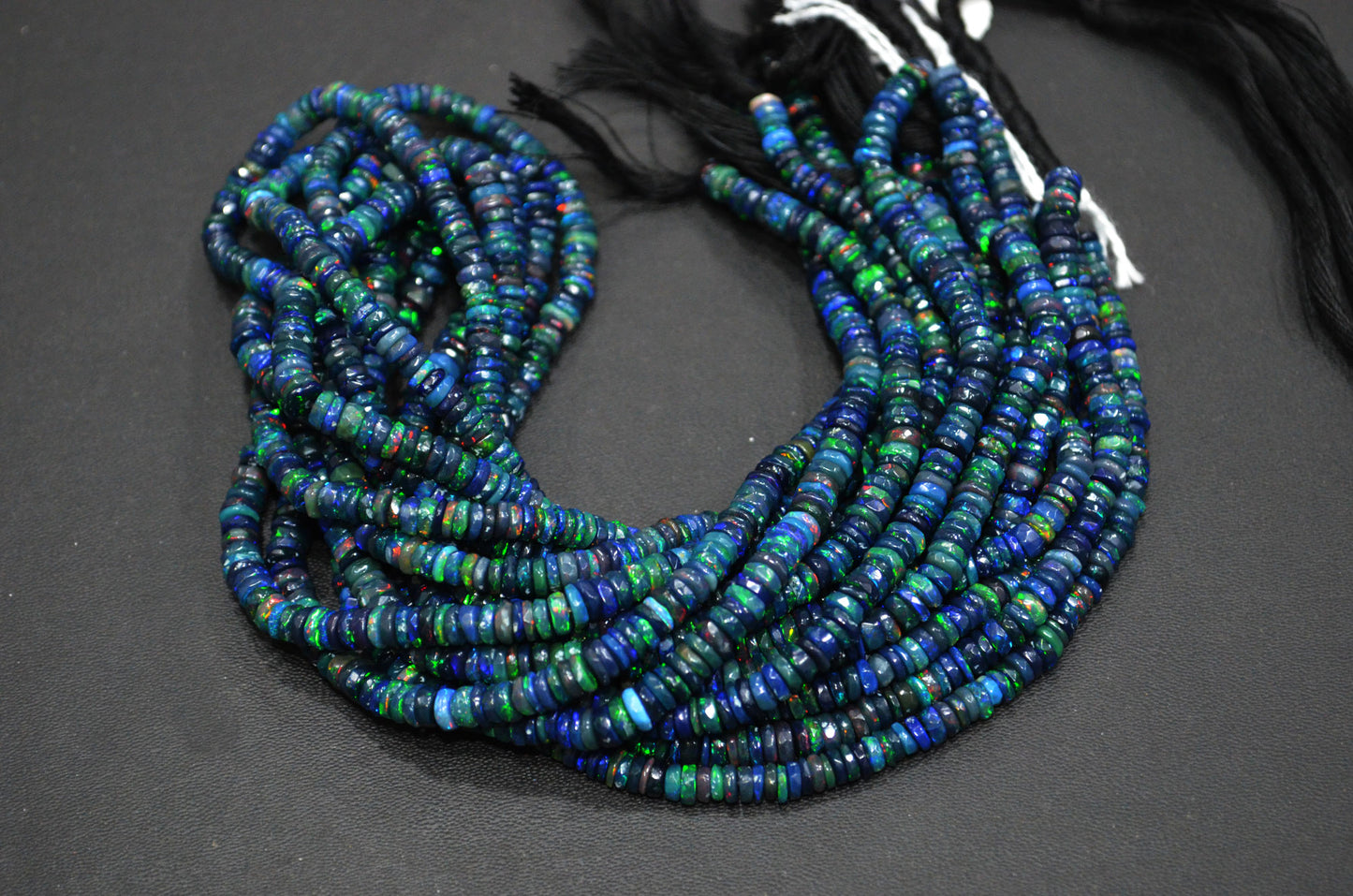 Color Play Black Ethiopian Opal Faceted Tyre Shape Beads , Sold By Strand , 4.50 mm , 16" , 19699