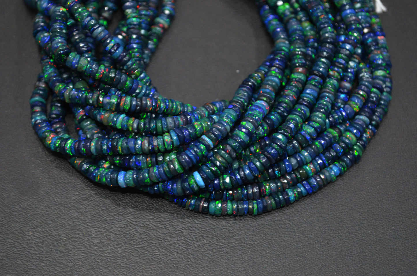 Color Play Black Ethiopian Opal Faceted Tyre Shape Beads , Sold By Strand , 4.50 mm , 16" , 19699