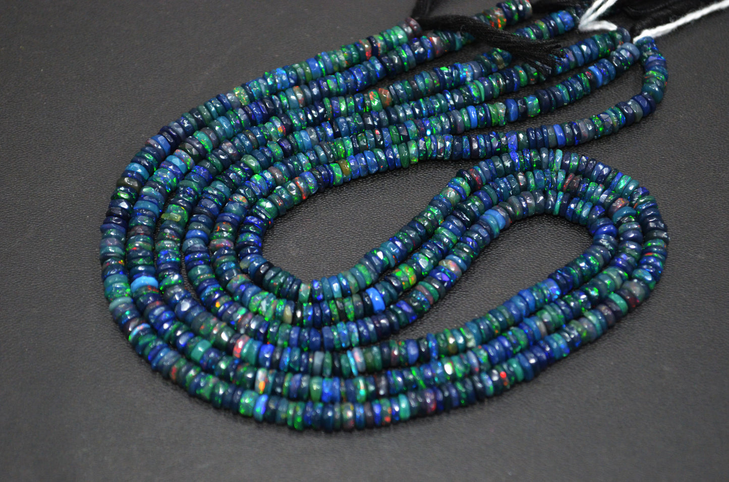 Color Play Black Ethiopian Opal Faceted Tyre Shape Beads , Sold By Strand , 4.50 mm , 16" , 19699