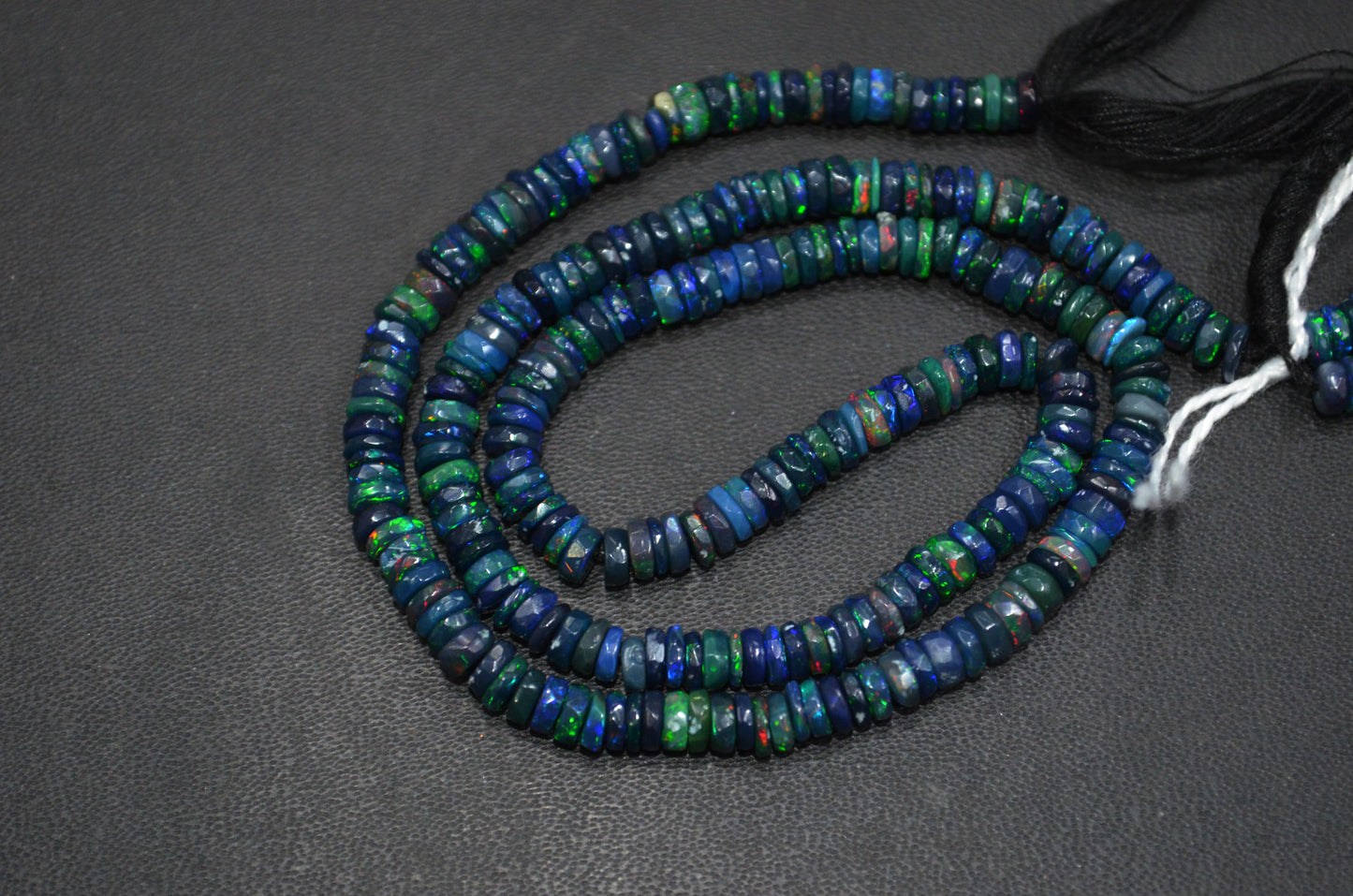Color Play Black Ethiopian Opal Faceted Tyre Shape Beads , Sold By Strand , 6 - 6.50 mm , 16" , 19700
