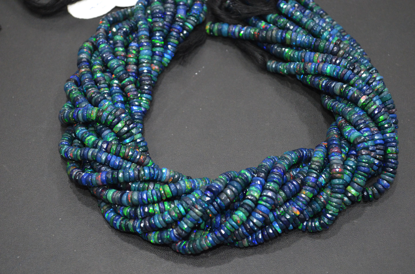 Color Play Black Ethiopian Opal Faceted Tyre Shape Beads , Sold By Strand , 6 - 6.50 mm , 16" , 19700