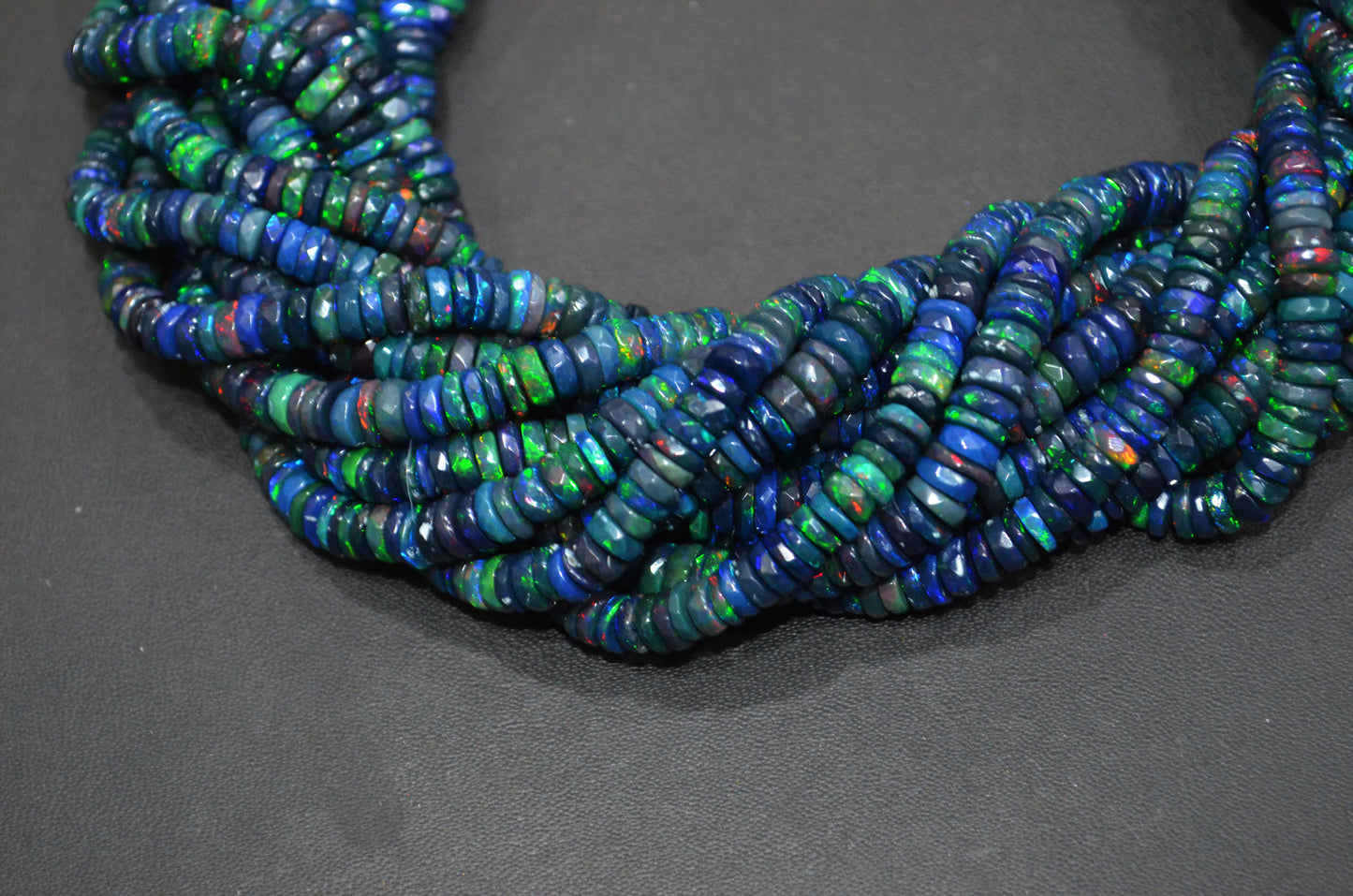 Color Play Black Ethiopian Opal Faceted Tyre Shape Beads , Sold By Strand , 6 - 6.50 mm , 16" , 19700